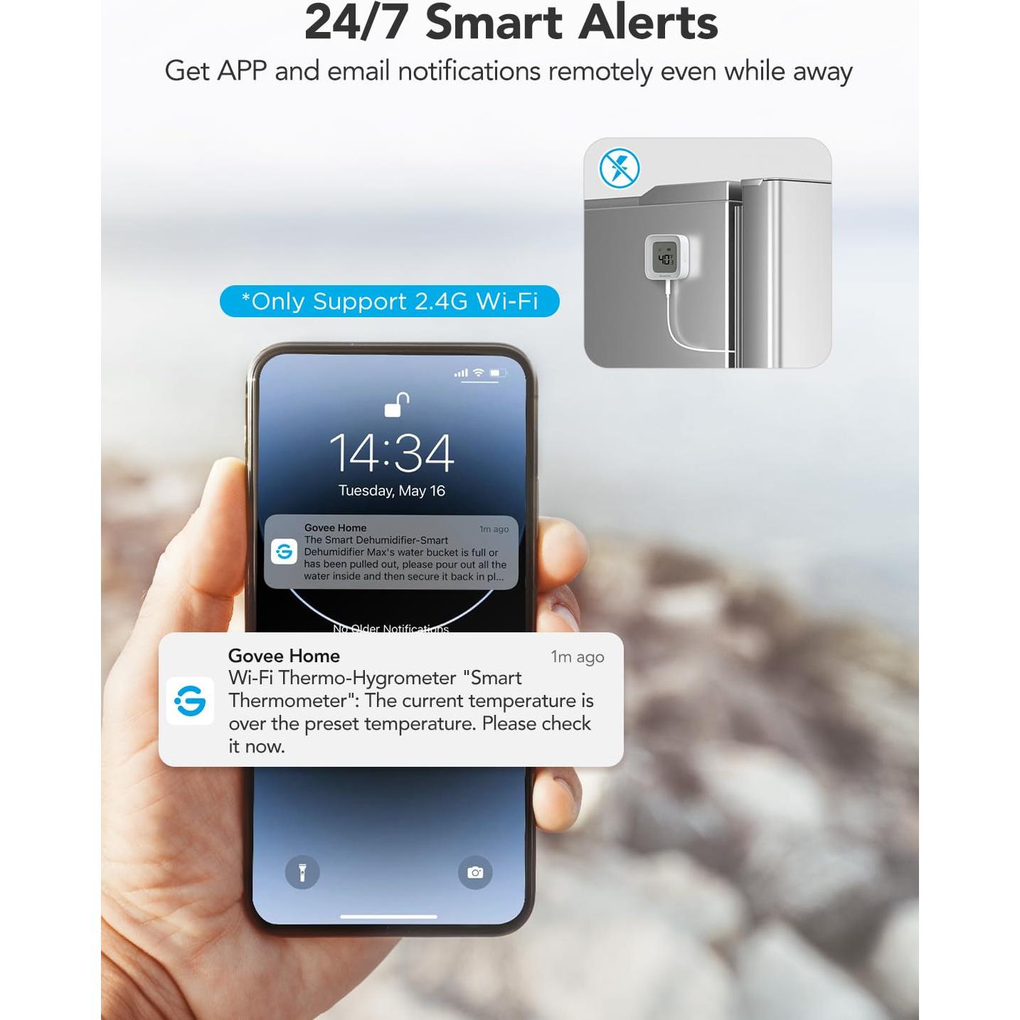 Termómetro WiFi GoveeLife H5108 con Alarma y Pantalla LCD