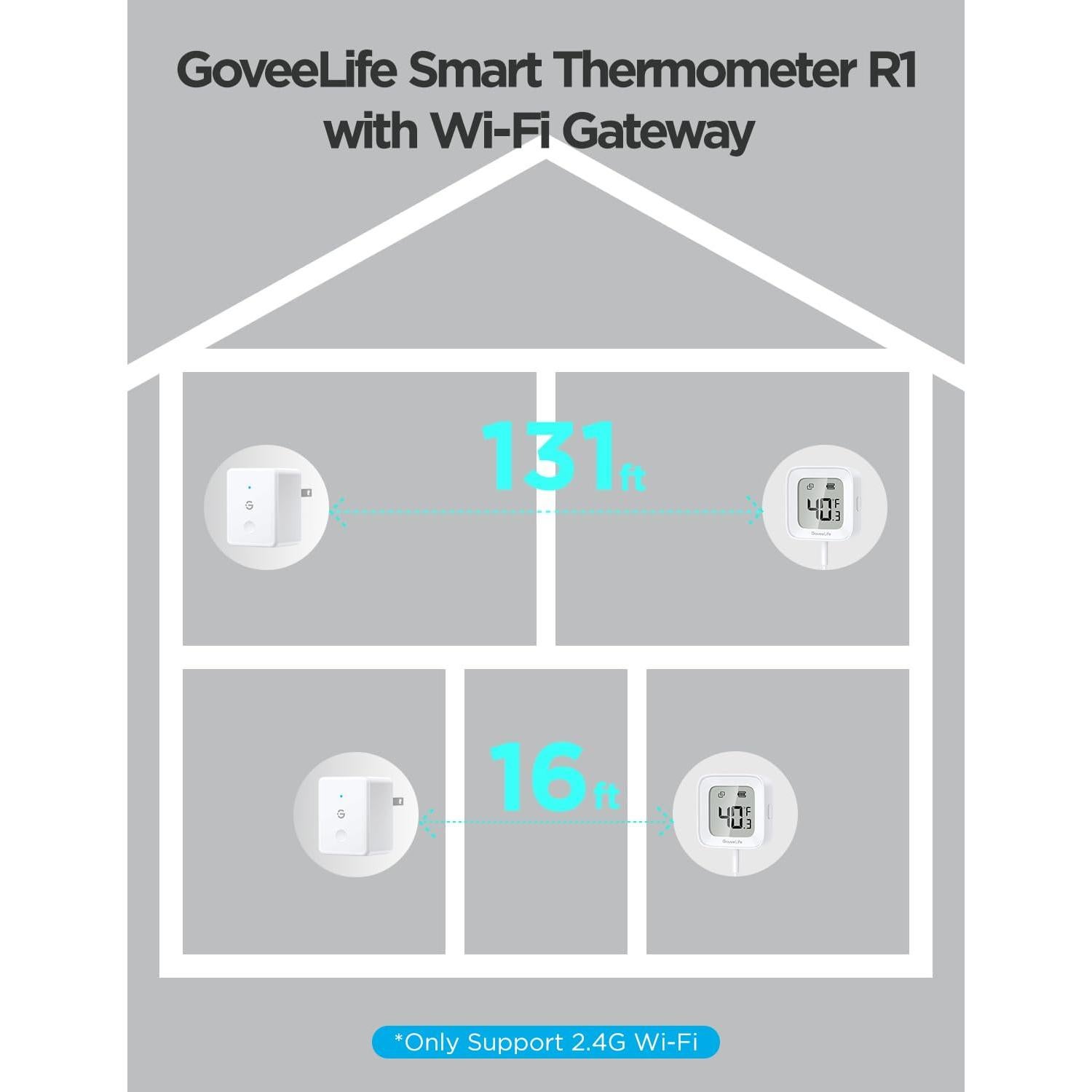 Termómetro WiFi GoveeLife H5108 con Alarma y Pantalla LCD