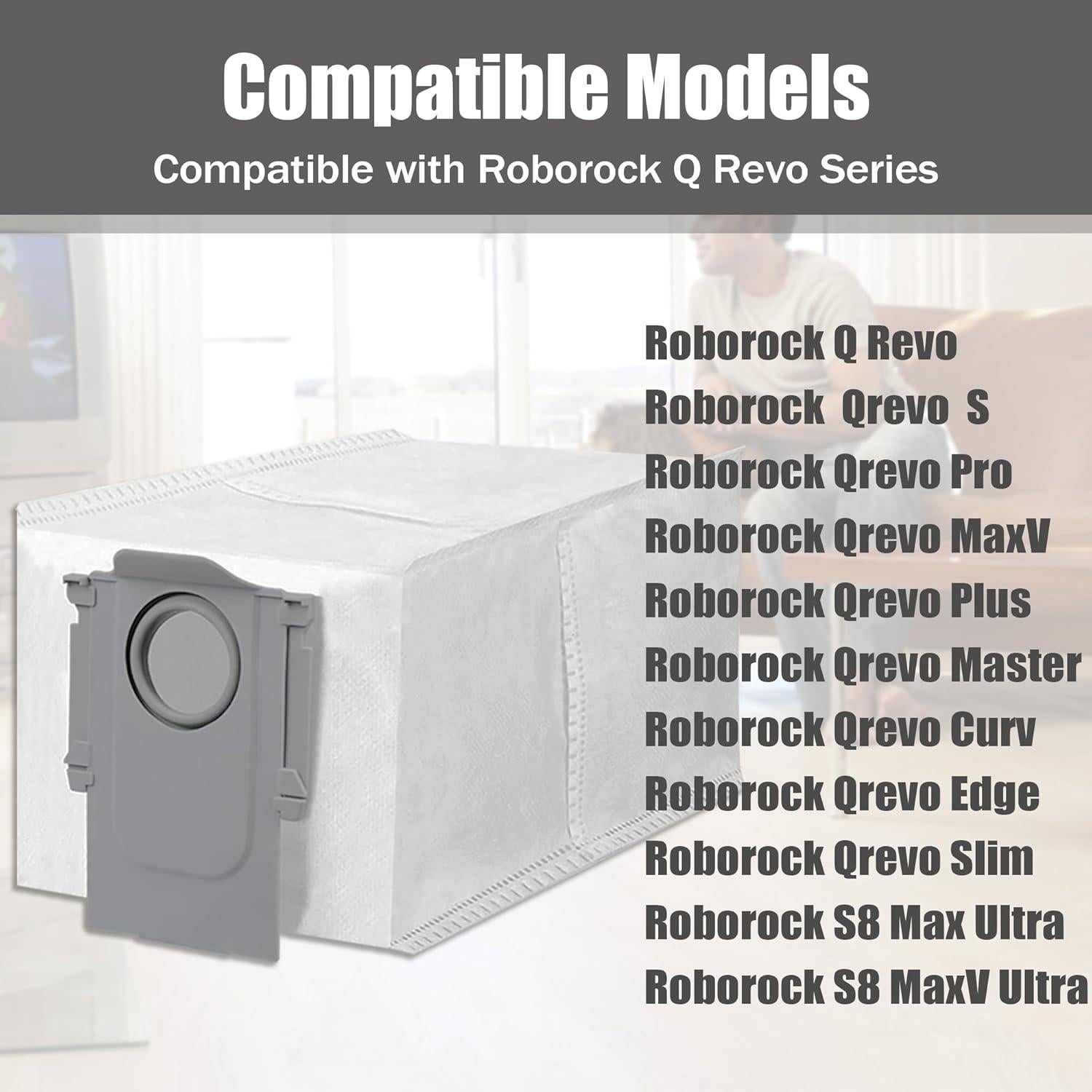 8 Bolsas de Polvo Compatibles Roborock QRevo 3L Alta Eficiencia