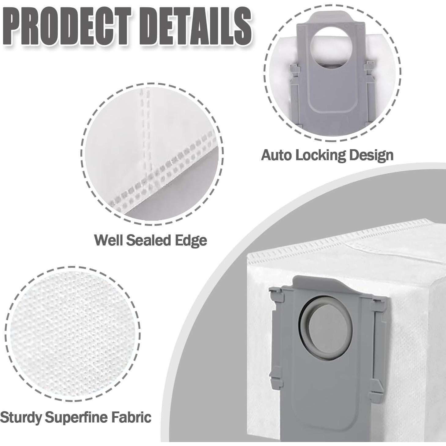 8 Bolsas de Polvo Compatibles Roborock QRevo 3L Alta Eficiencia