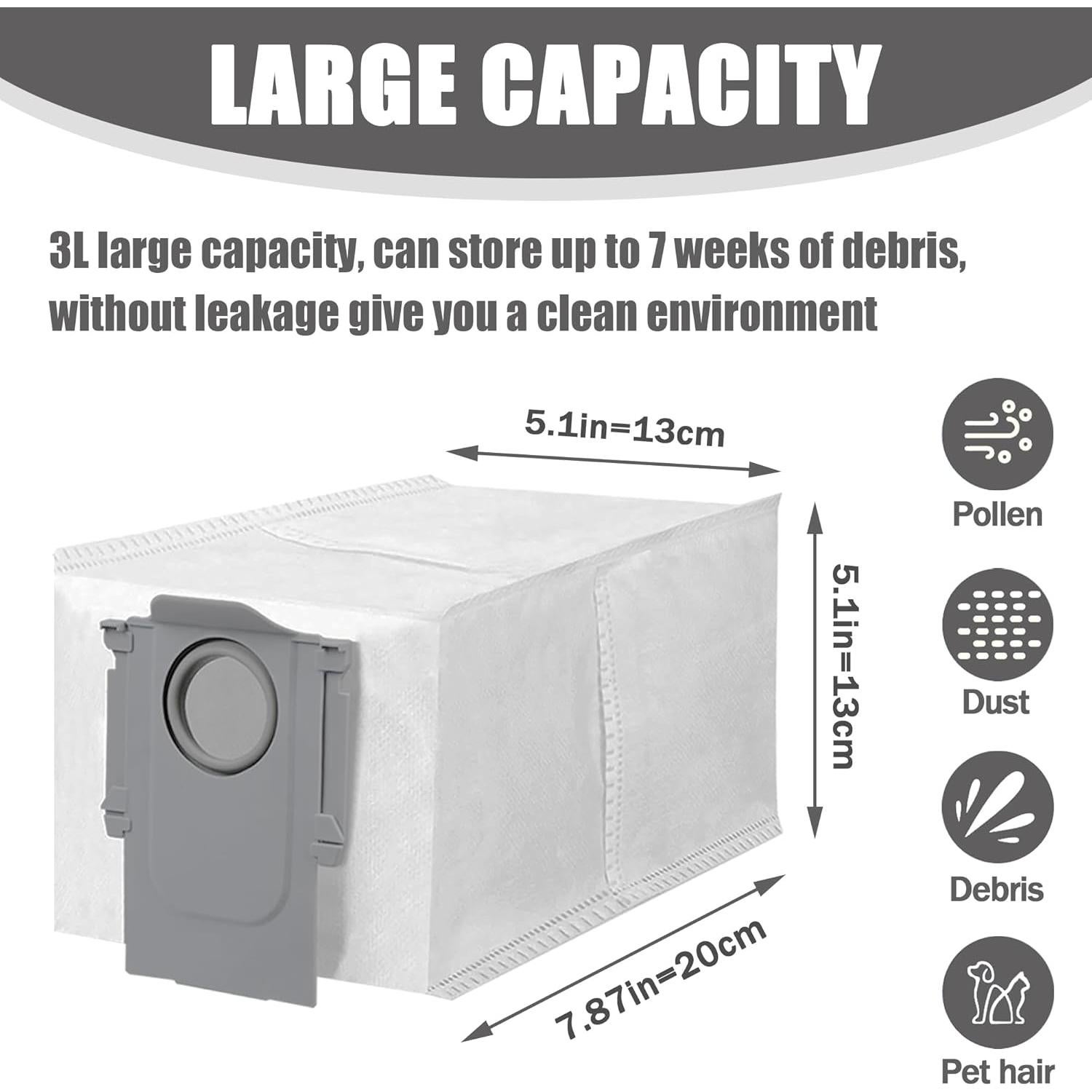 8 Bolsas de Polvo Compatibles Roborock QRevo 3L Alta Eficiencia