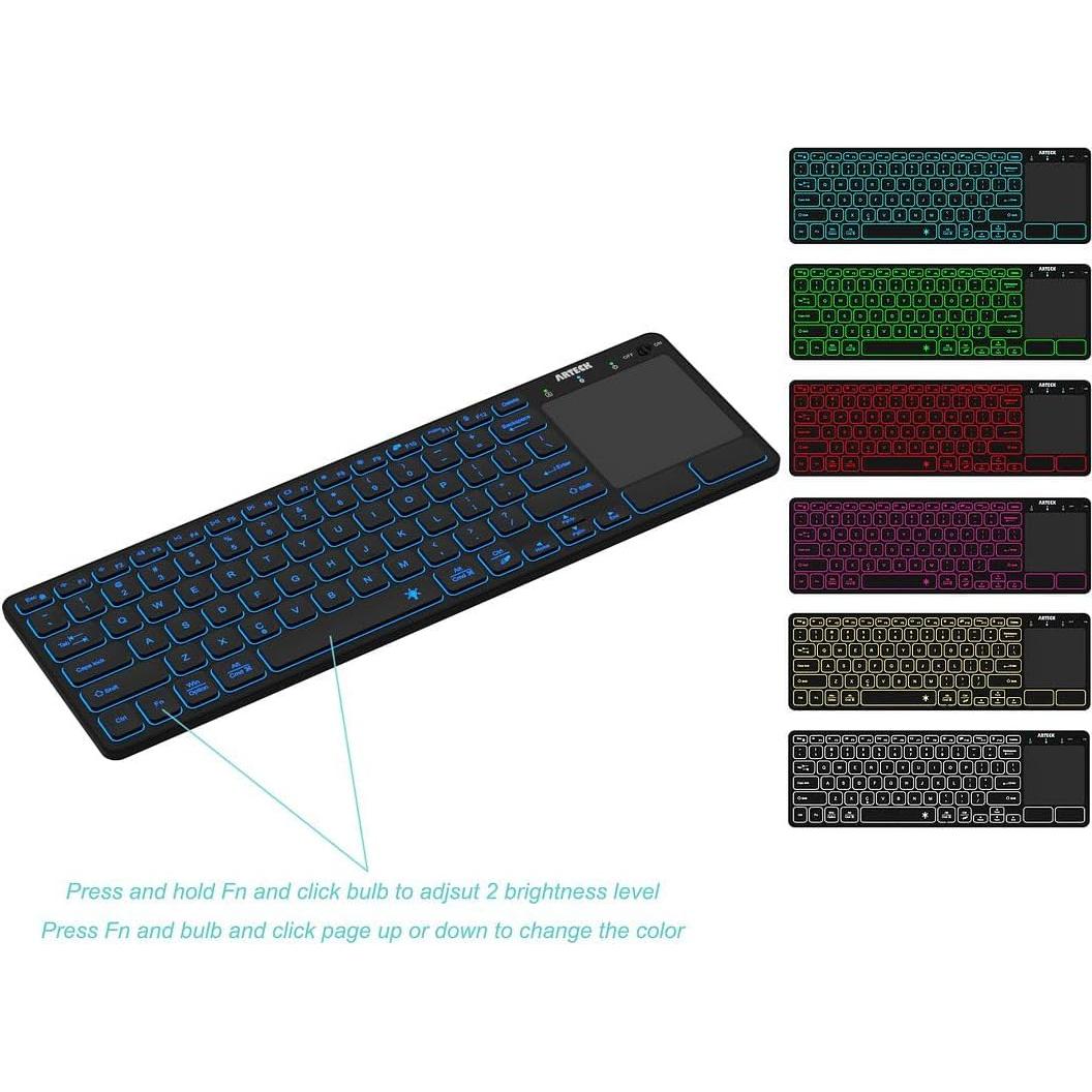 Teclado Bluetooth Arteck HB305-4B con Touchpad y 7 Colores