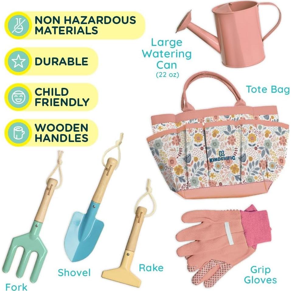 Juego de Jardinería Kinderific Kit para Niños con Bolsa