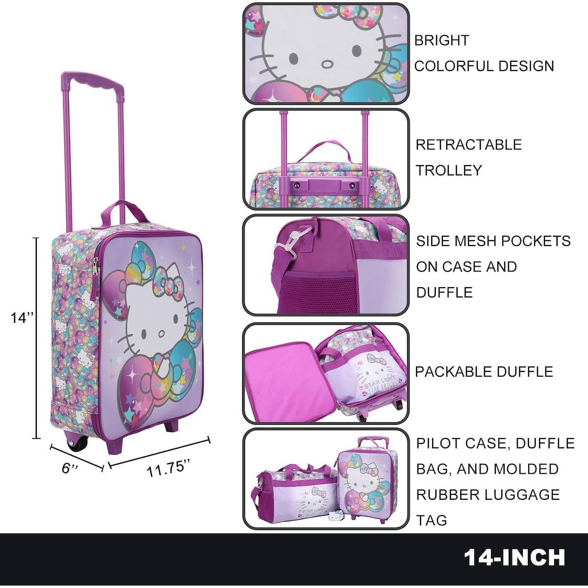 Set de Viaje Hello Kitty Starshine 3 Piezas Maletín y Duffle