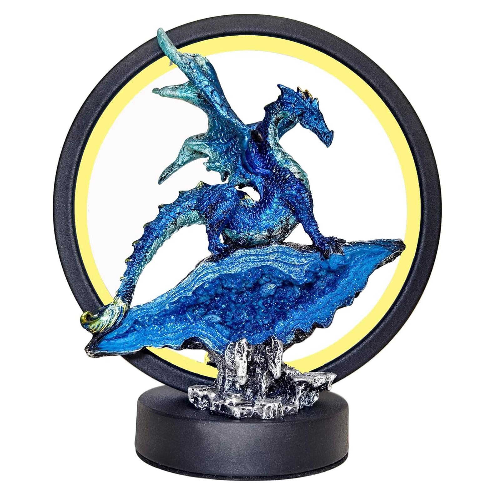 Estatua Lámpara Dragón Azul Hmusnwol 20.32 cm LED Decorativa