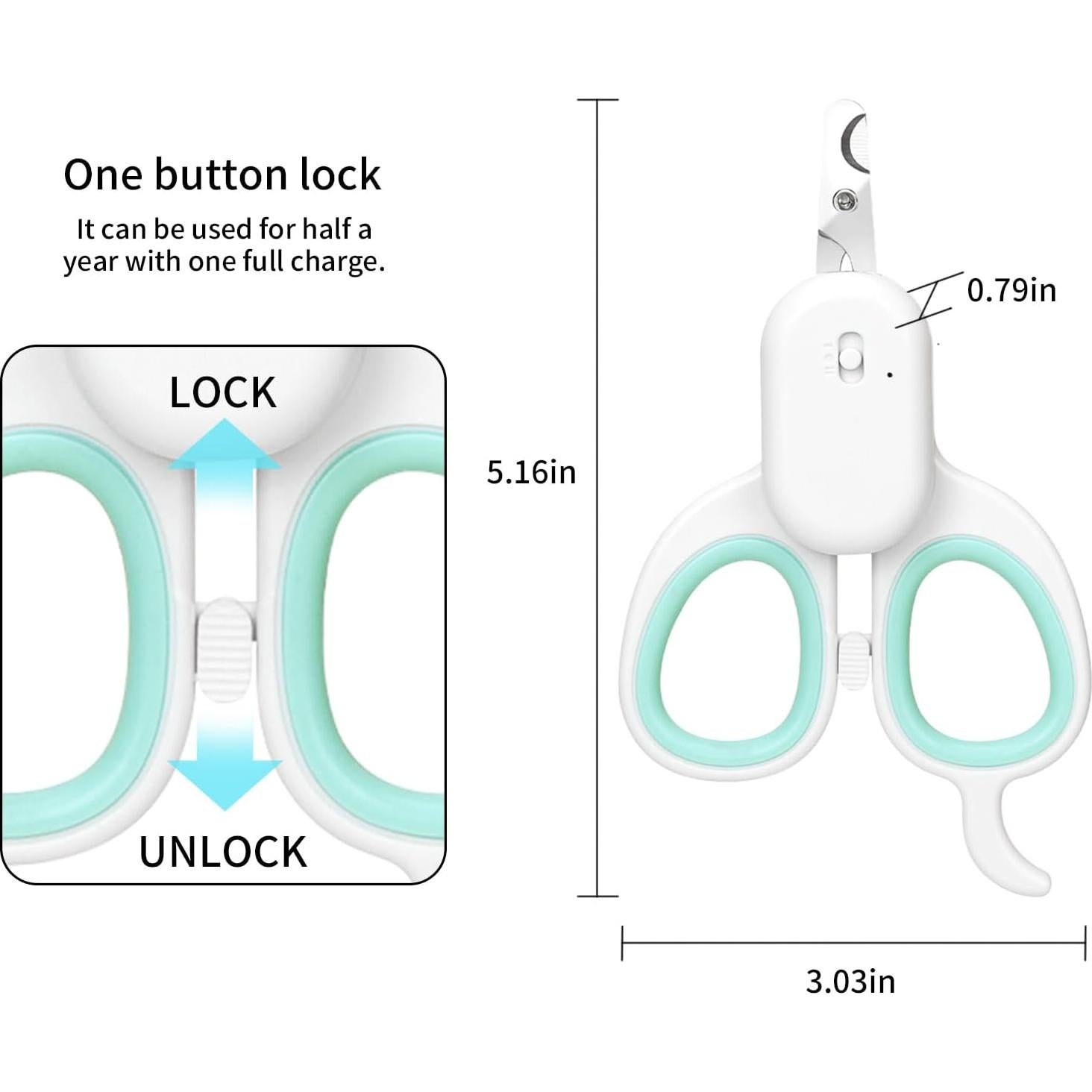 Cortador de Uñas para Mascotas PAKEWAY con Luz LED y U-V