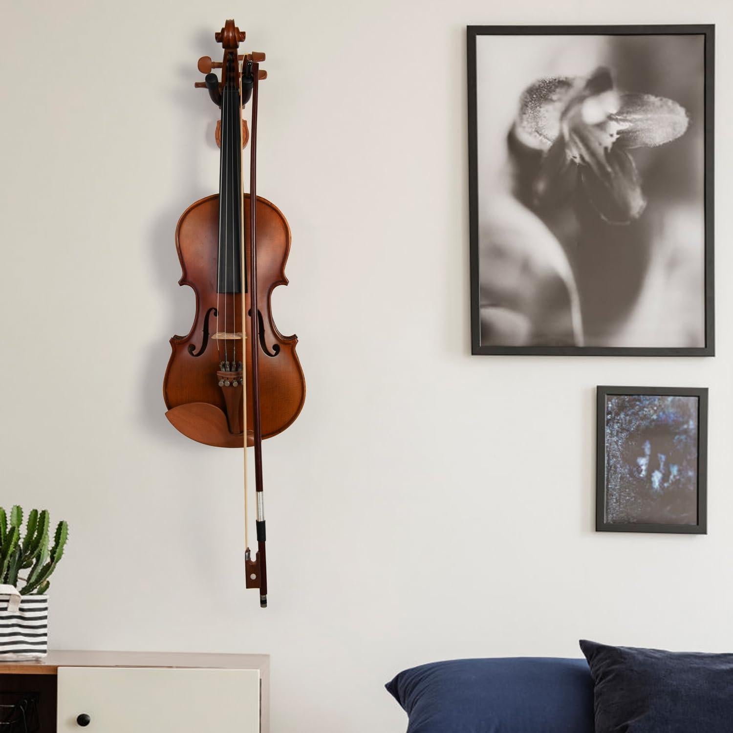 Soporte de pared para violín WOGOD con soporte para arco