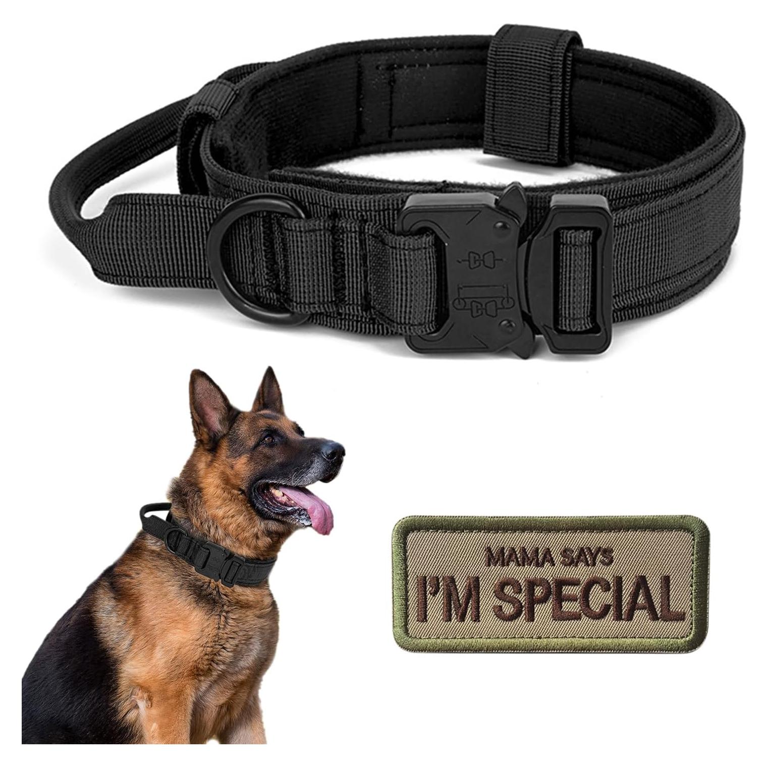 Collar Táctico para Perros Periflowin - Nylon Militar Ajustable Mediano Negro