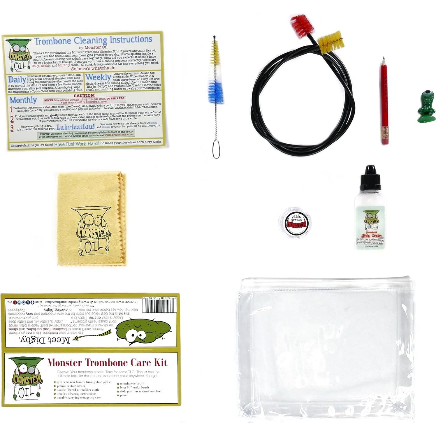 Kit de Limpieza para Trompeta Monster | Crema y Cepillo