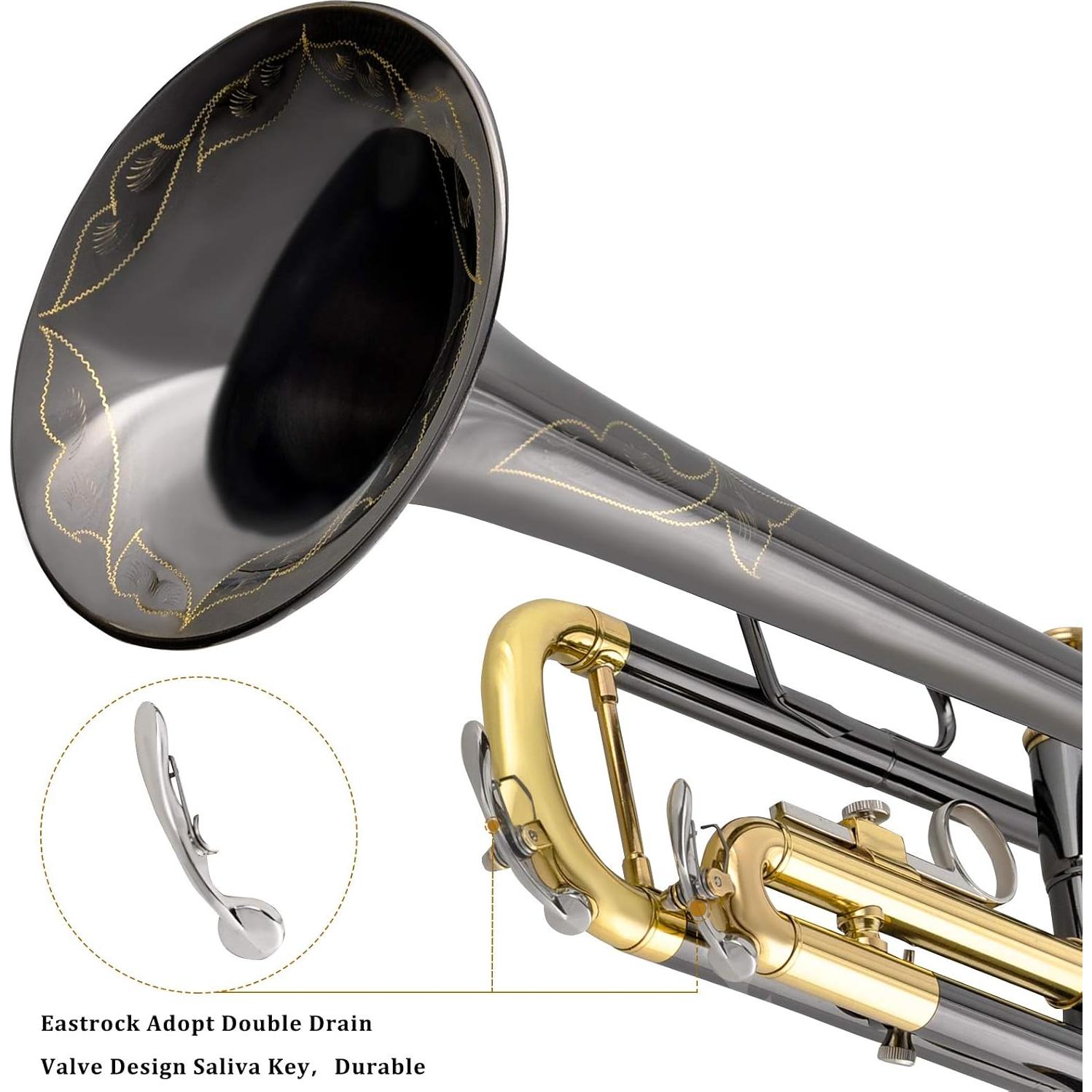 Trompeta Bb EASTROCK Níquel Negro Artesanía con Estuche