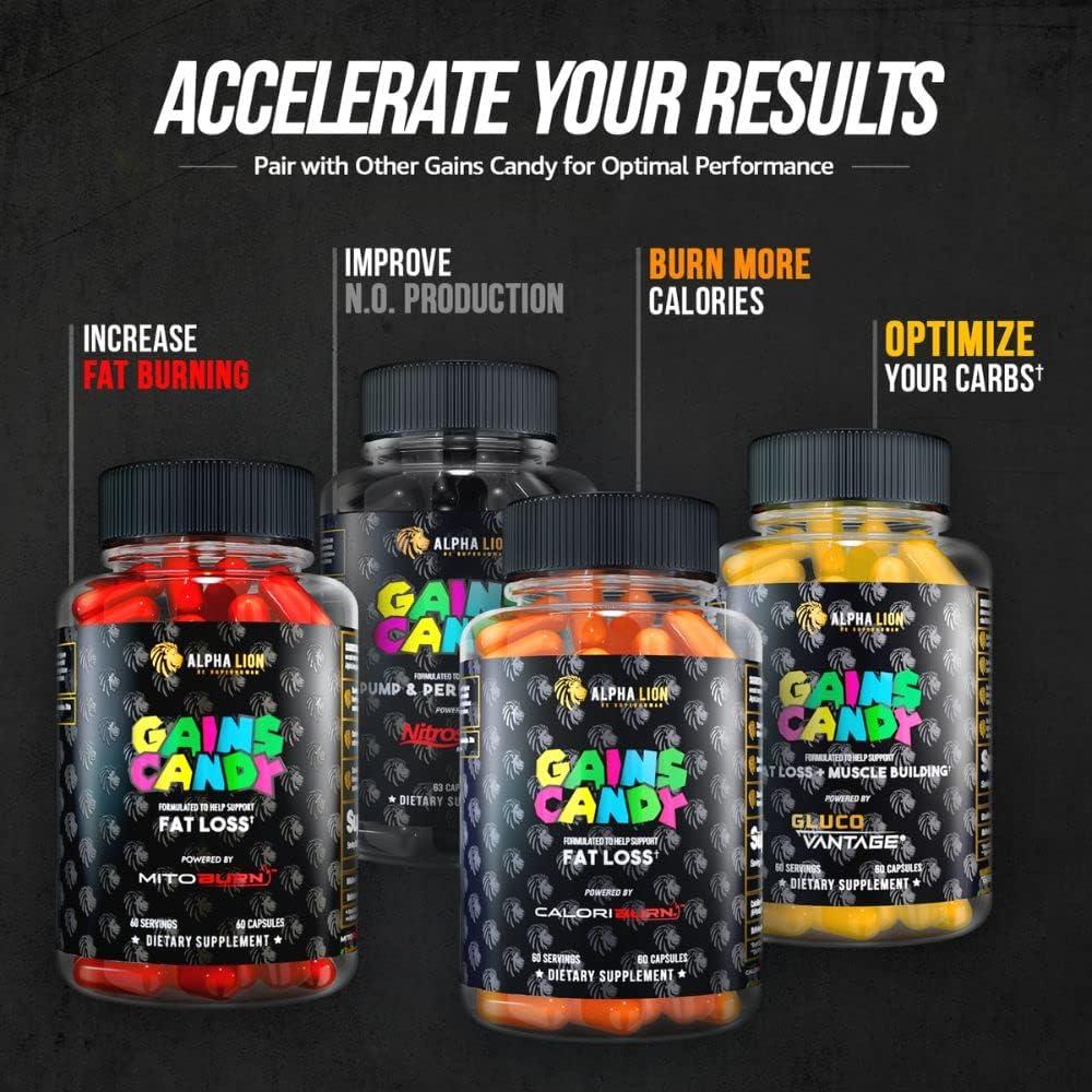 Gains Candy Alpha Lion - Suplemento Natural 60 Cápsulas