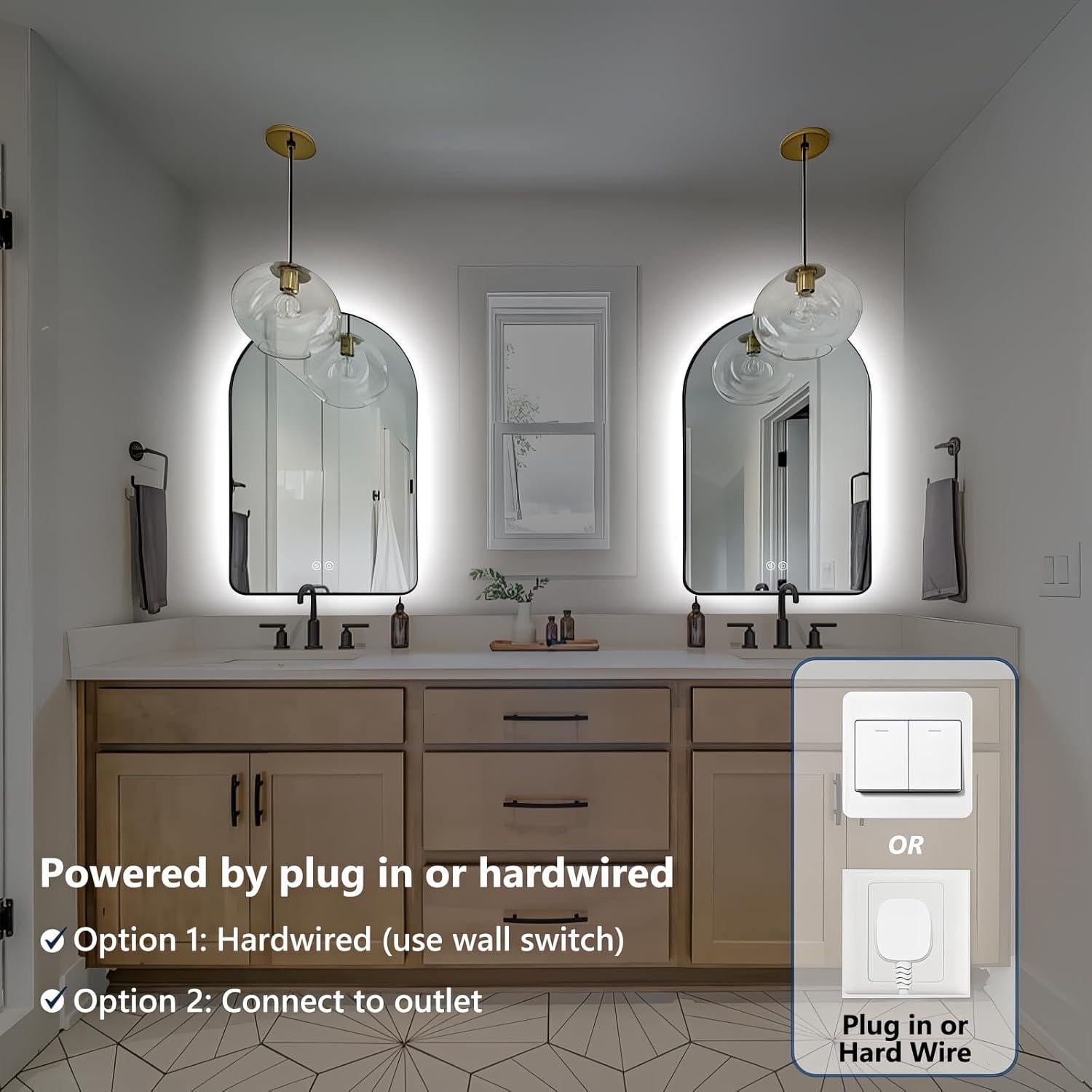 Espejo de Baño Iluminado LED Niccy Arco 76.2x50.8 cm Negro