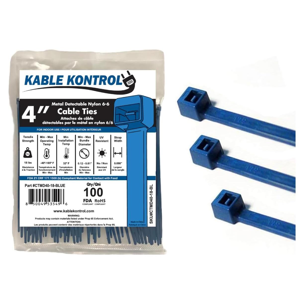 Bridas Detectables de Metal Kable Kontrol 100 Pcs 10.16 cm