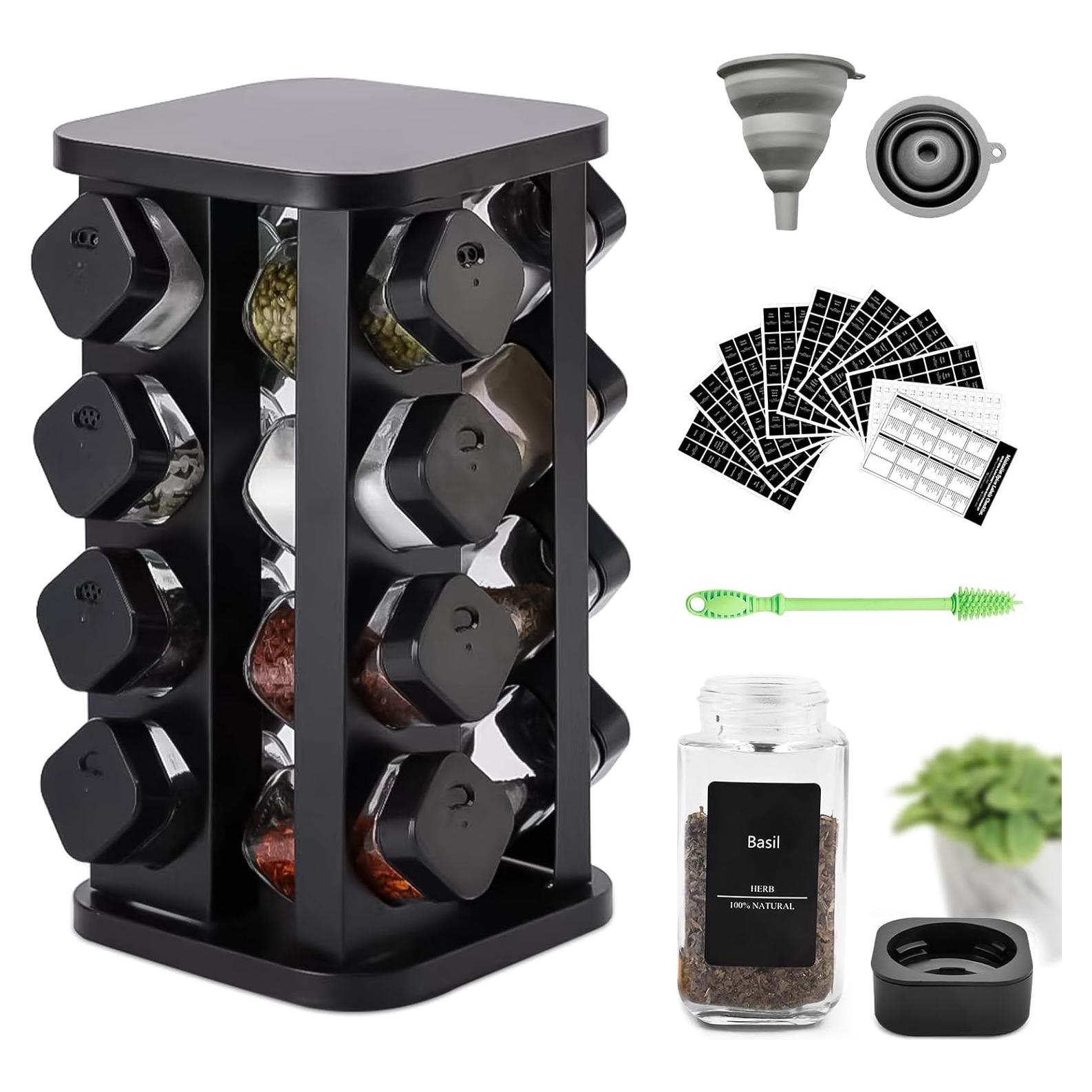 Estante de Especias THYEUISM de Acero Inoxidable con 16 Frascos