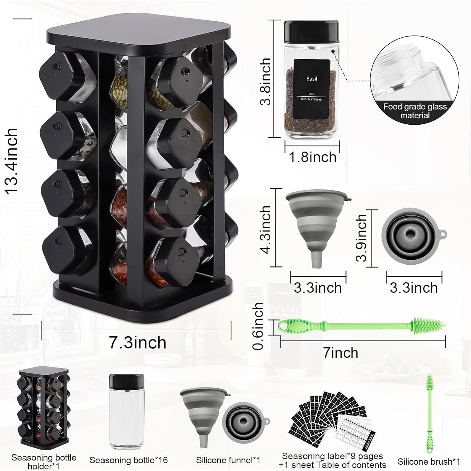 Estante de Especias THYEUISM de Acero Inoxidable con 16 Frascos