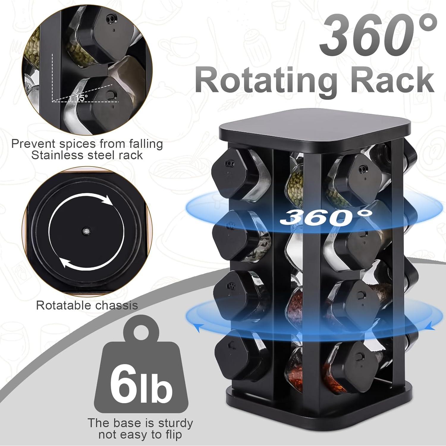 Estante de Especias THYEUISM de Acero Inoxidable con 16 Frascos