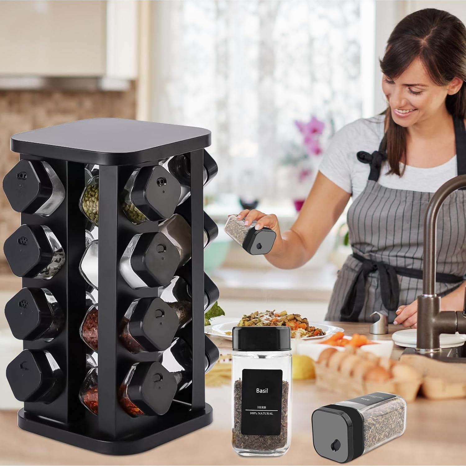 Estante de Especias THYEUISM de Acero Inoxidable con 16 Frascos