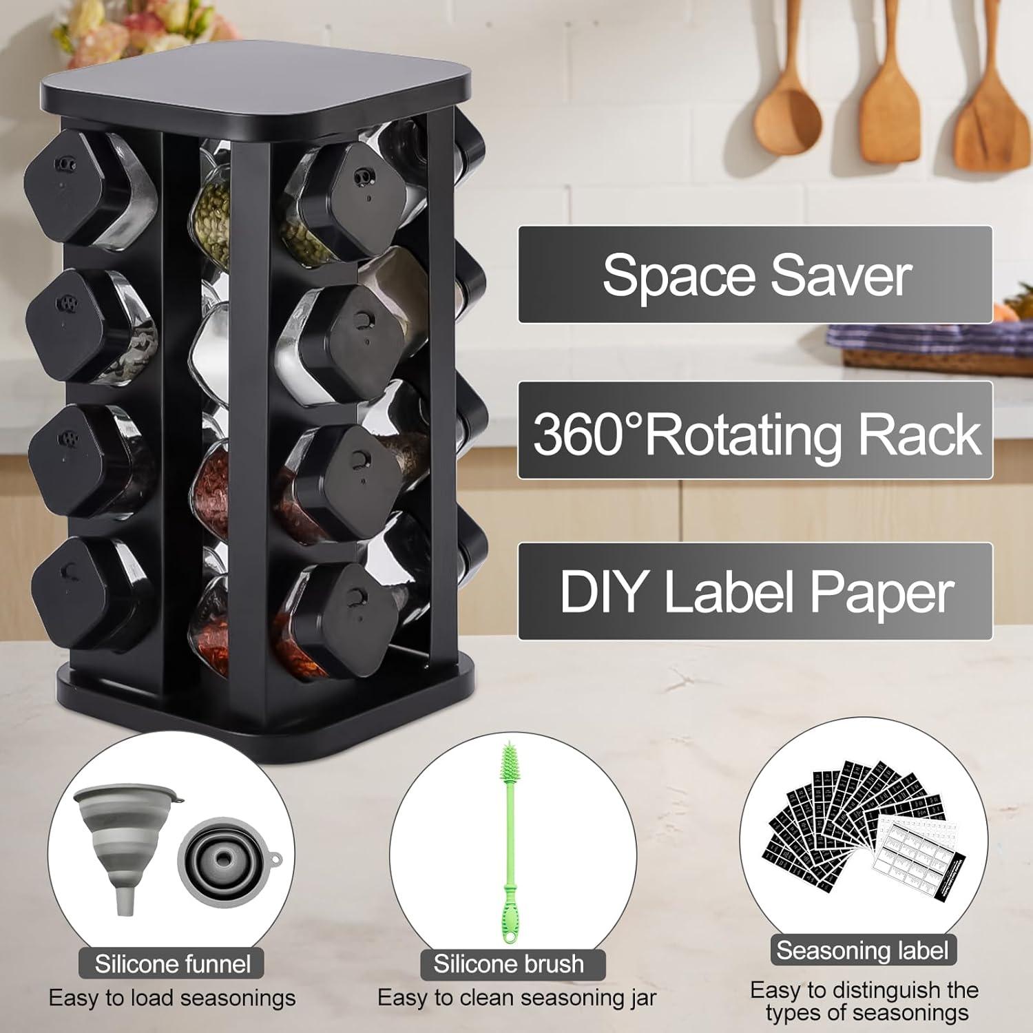 Estante de Especias THYEUISM de Acero Inoxidable con 16 Frascos