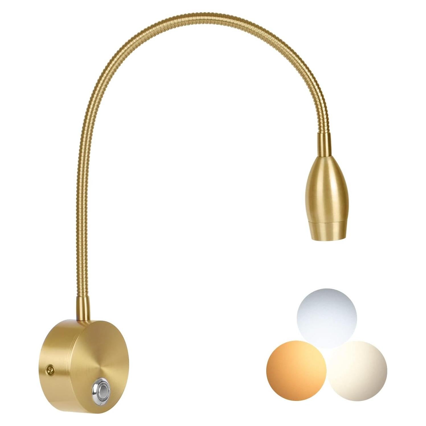 Luz de Lectura LED Adust RL-2 Táctil Regulable 3W Oro