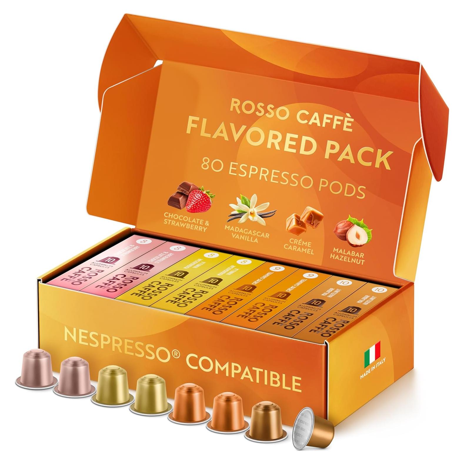 Cápsulas de Café Espresso Saborizadas Rosso Café - 80 Unidades