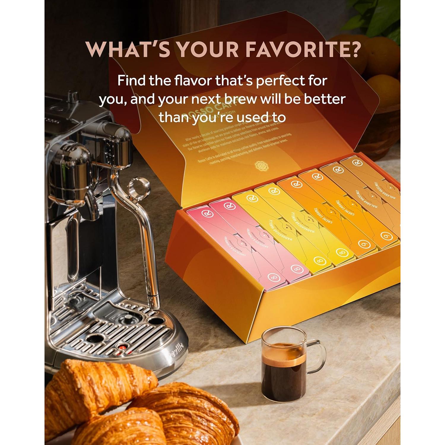 Cápsulas de Café Espresso Saborizadas Rosso Café - 80 Unidades