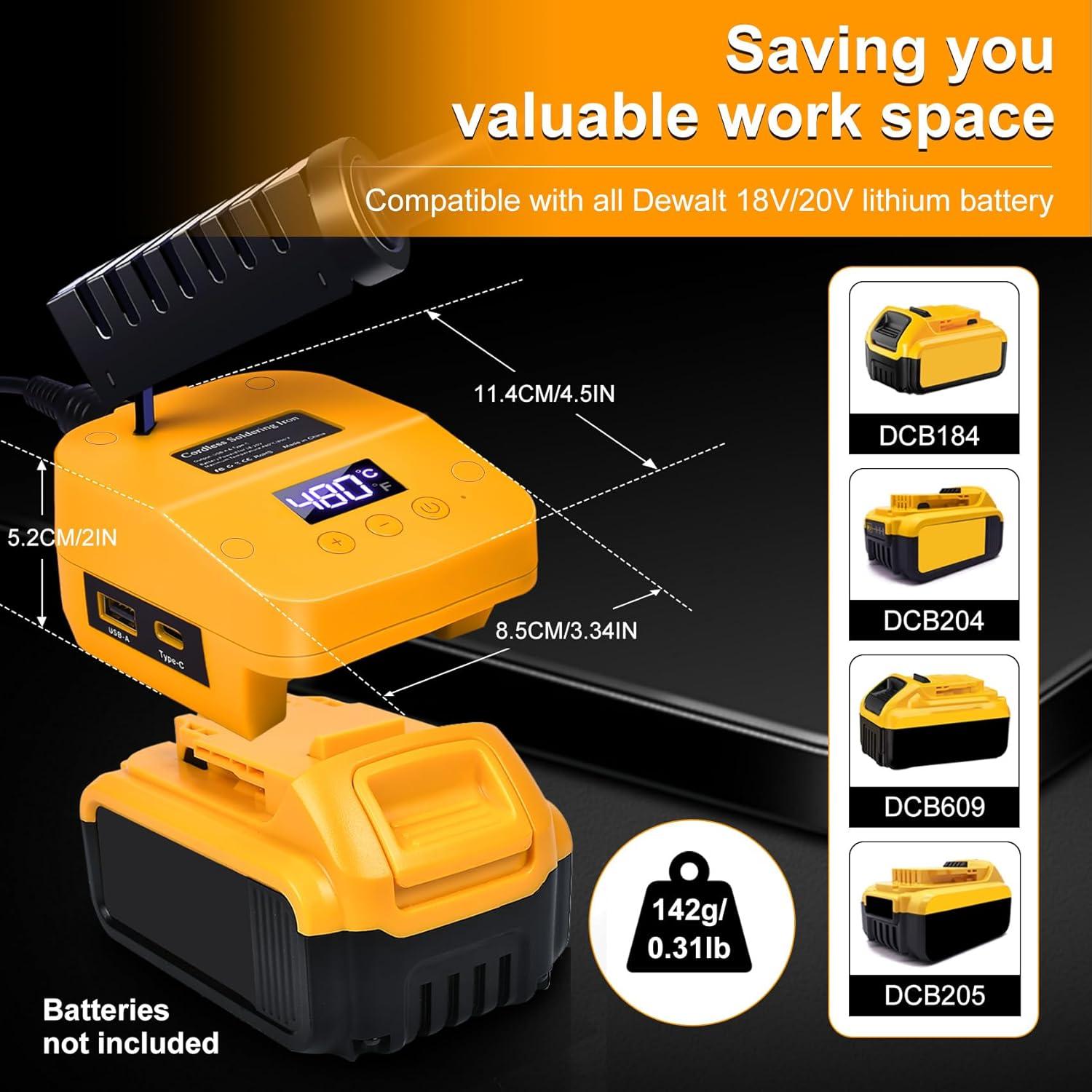 Estación de Soldadura Inalámbrica Dewalt 20V LCD USB