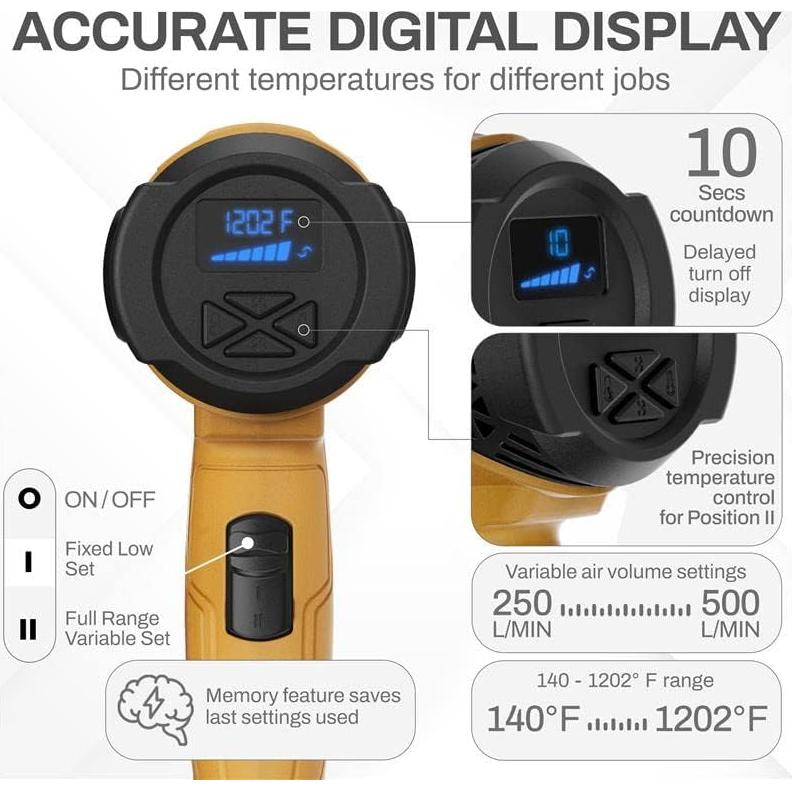 Kit Pistola de Calor Team Z 611A con Estuche y 6 Boquillas