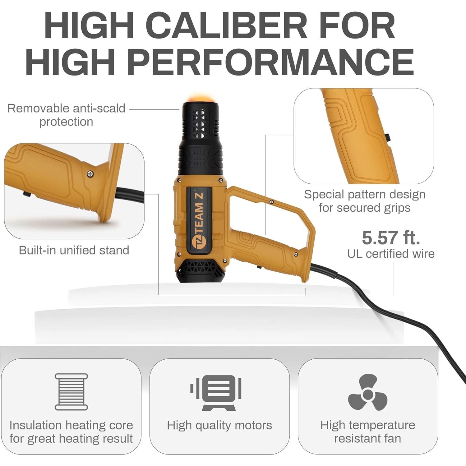 Kit Pistola de Calor Team Z 611A con Estuche y 6 Boquillas
