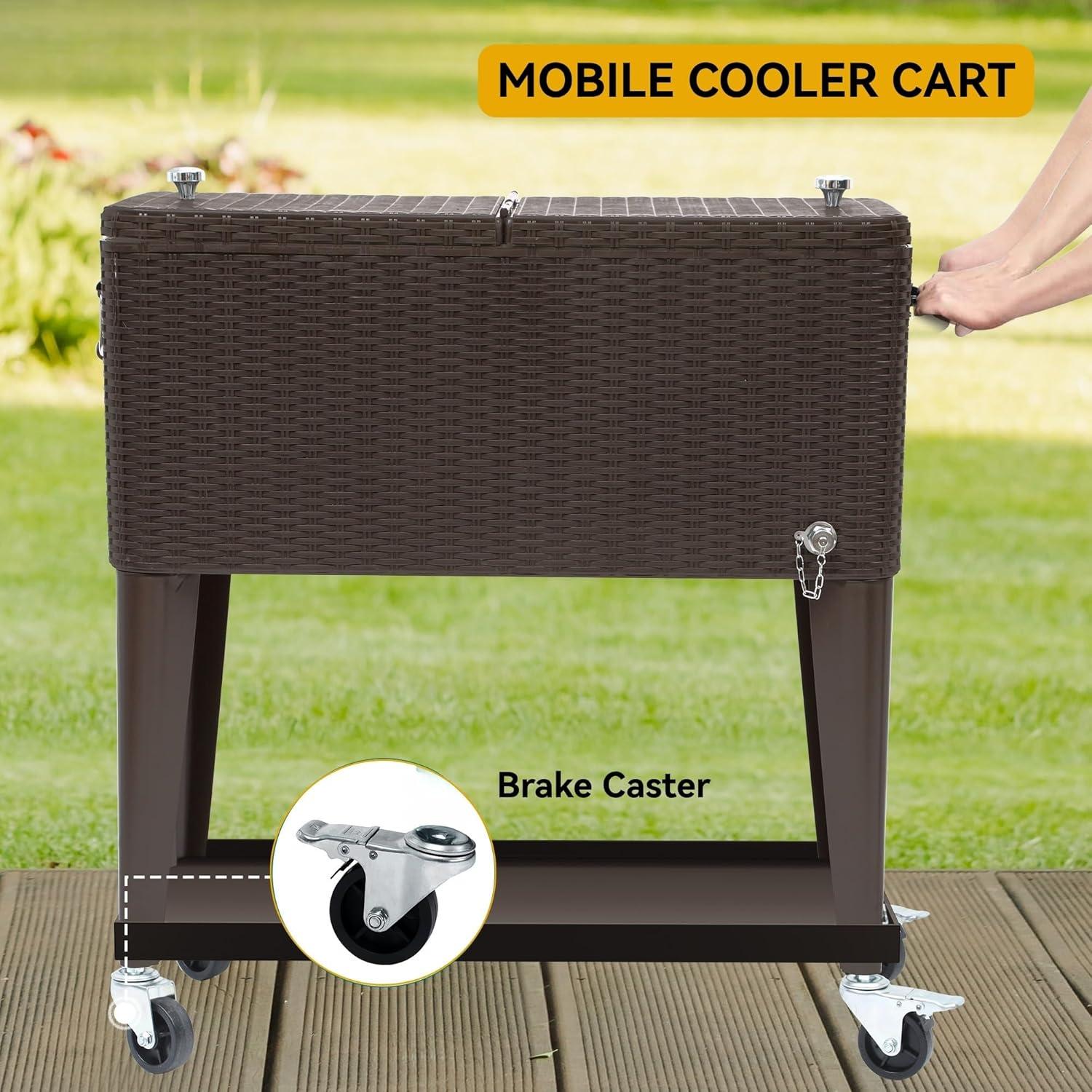 Cajón de Hielo Rodante DWVO 80 Cuartos con Ruedas y Drenaje