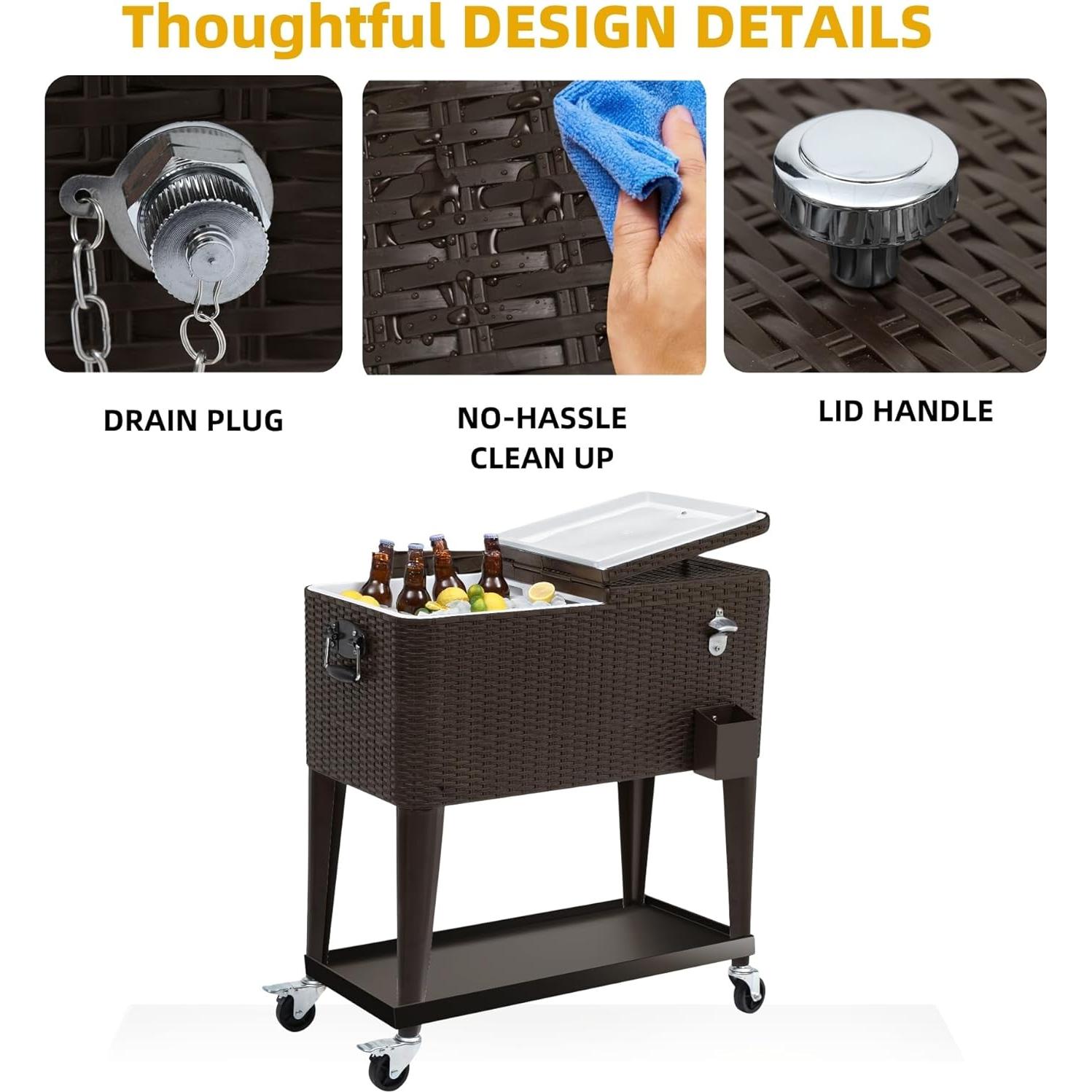 Cajón de Hielo Rodante DWVO 80 Cuartos con Ruedas y Drenaje