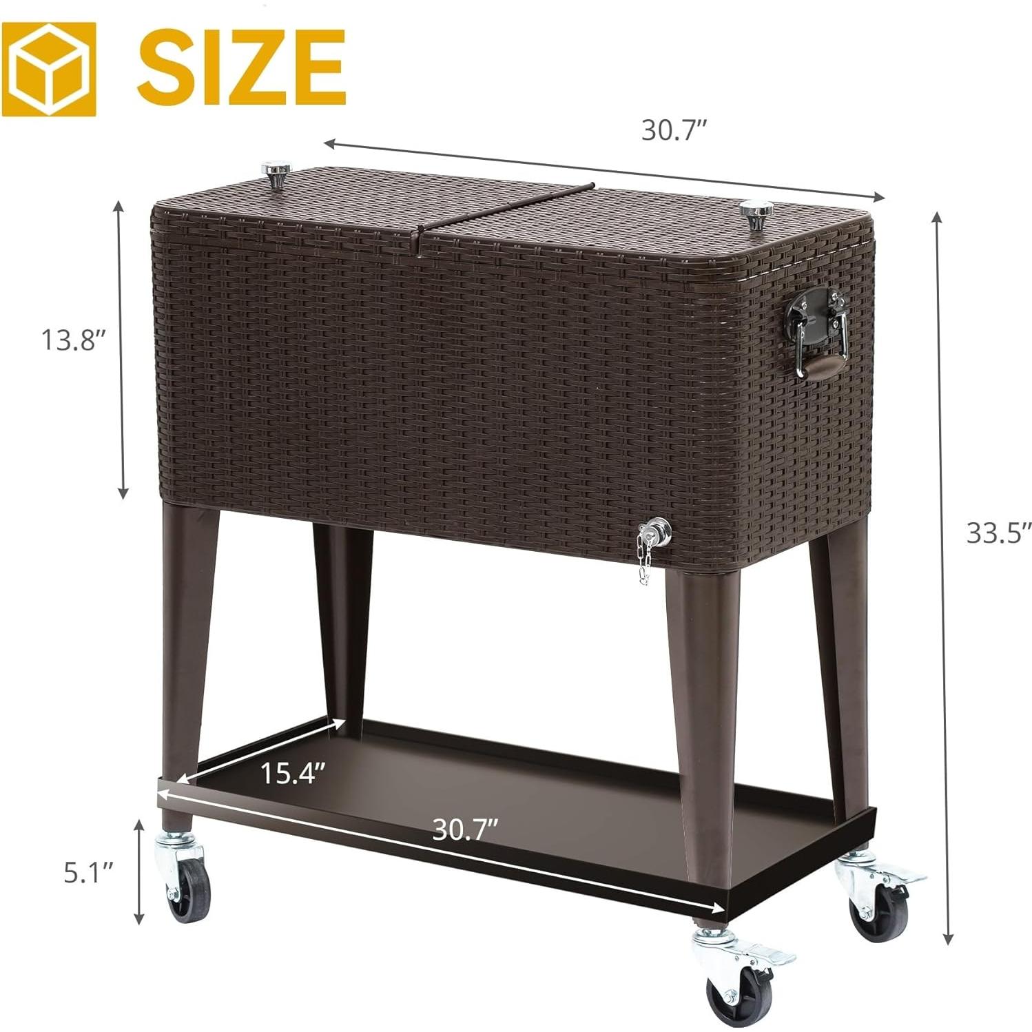 Cajón de Hielo Rodante DWVO 80 Cuartos con Ruedas y Drenaje