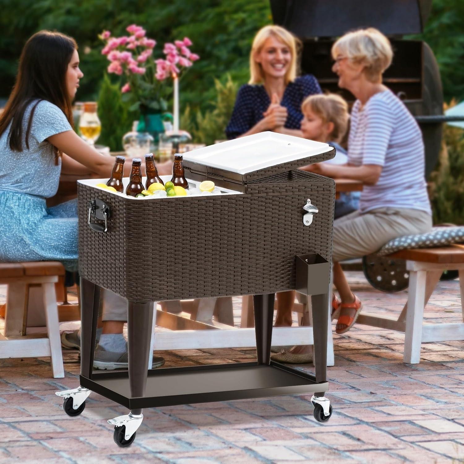 Cajón de Hielo Rodante DWVO 80 Cuartos con Ruedas y Drenaje