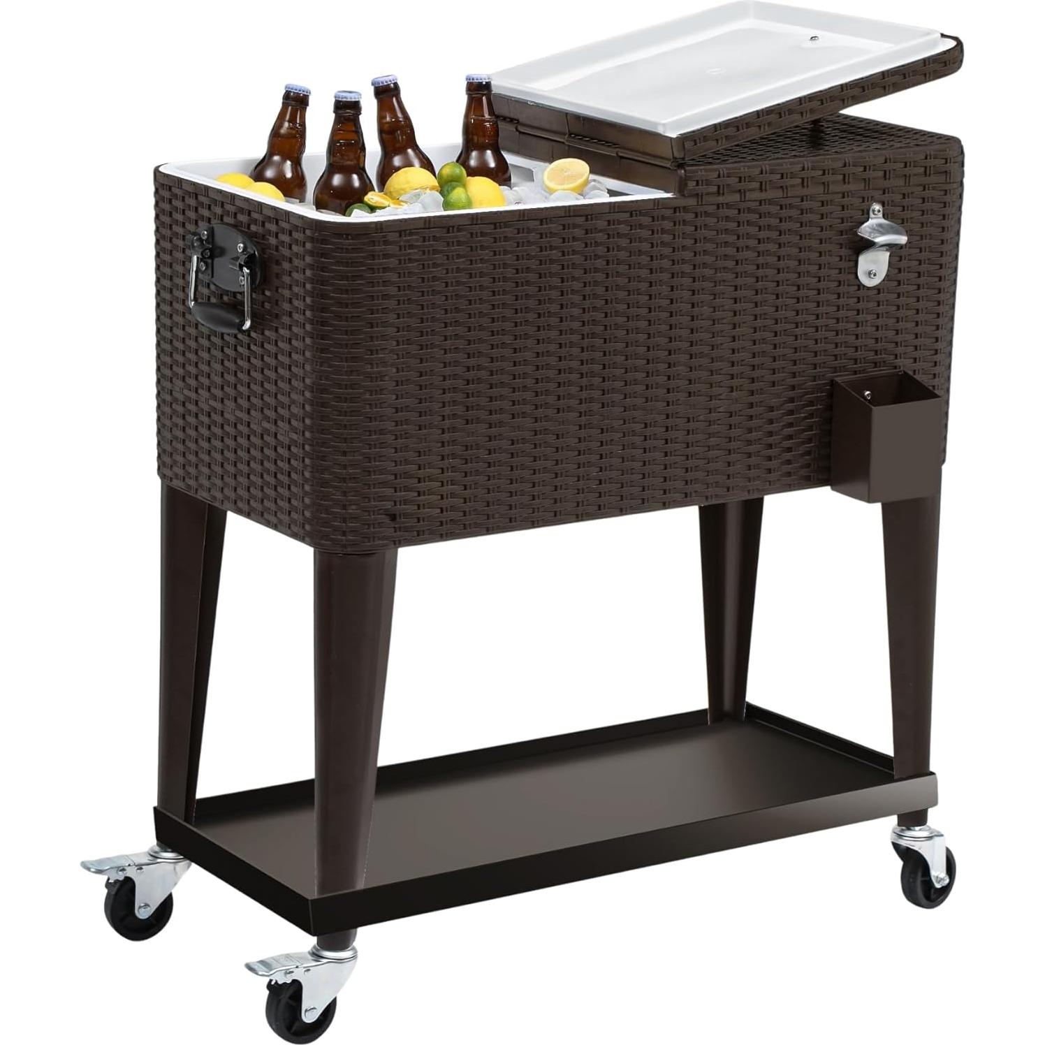 Cajón de Hielo Rodante DWVO 80 Cuartos con Ruedas y Drenaje