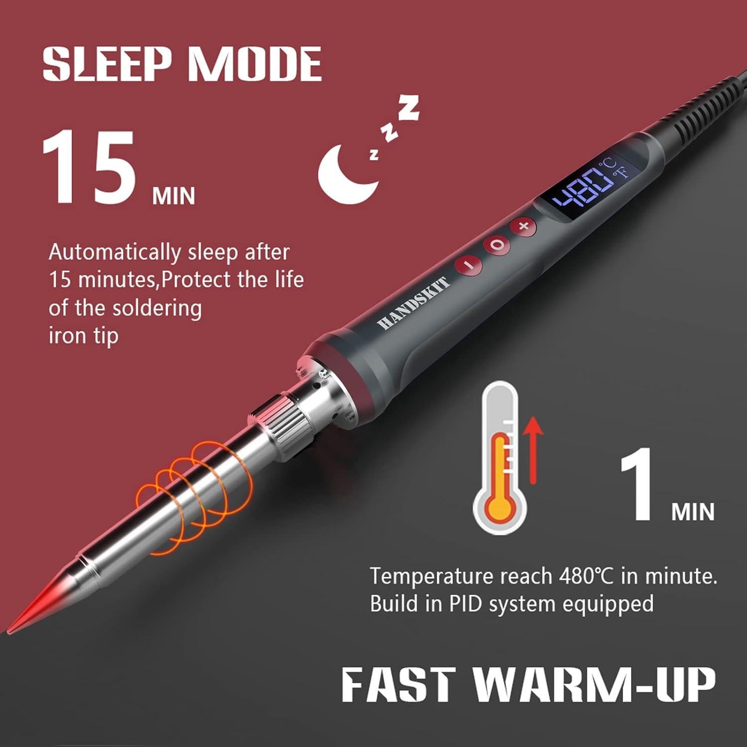 Hierro de Soldadura Digital HANDSKIT 200W Temperatura Ajustable