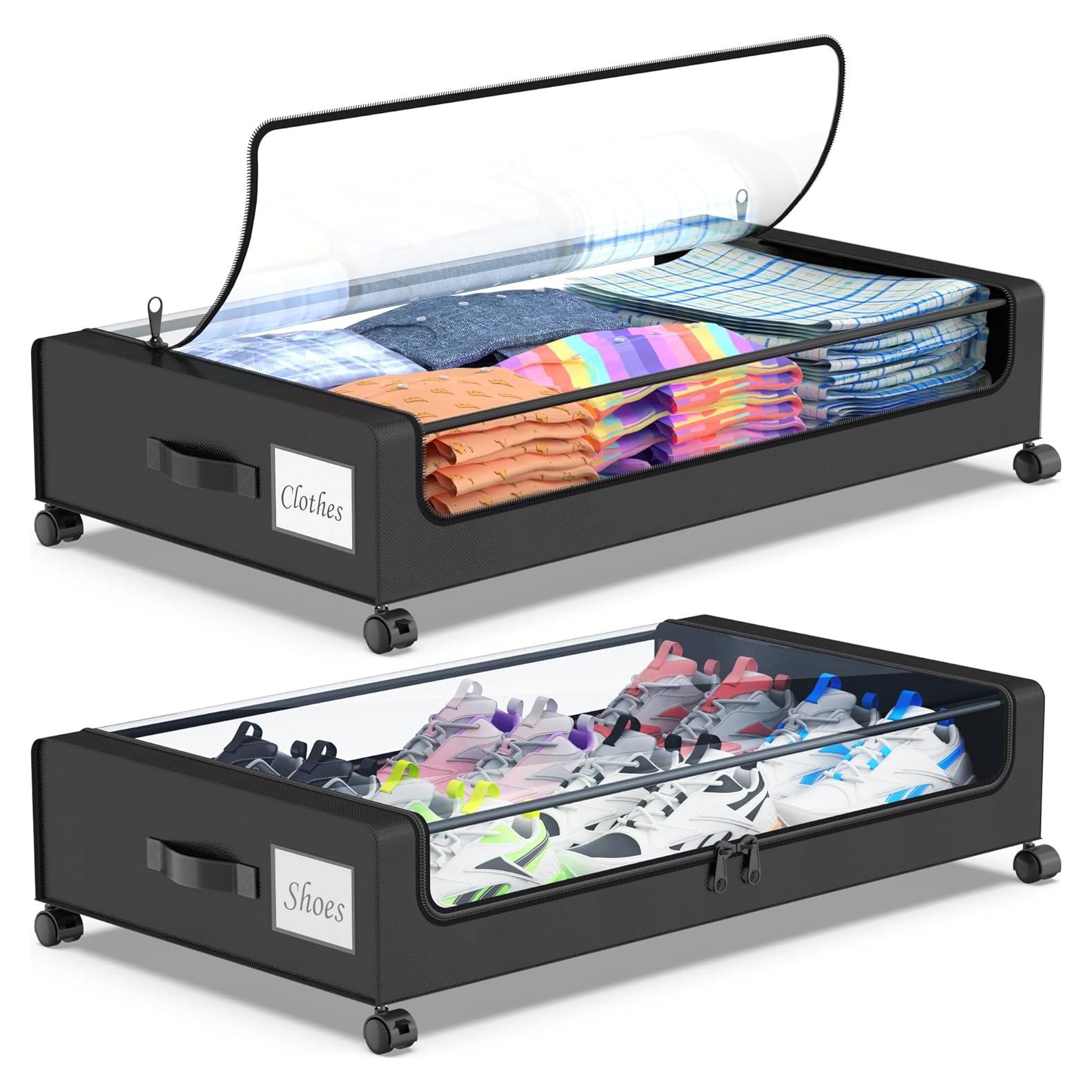 Contenedor de Almacenamiento Bajo Cama Beborxue 60L 2-Pack Negro