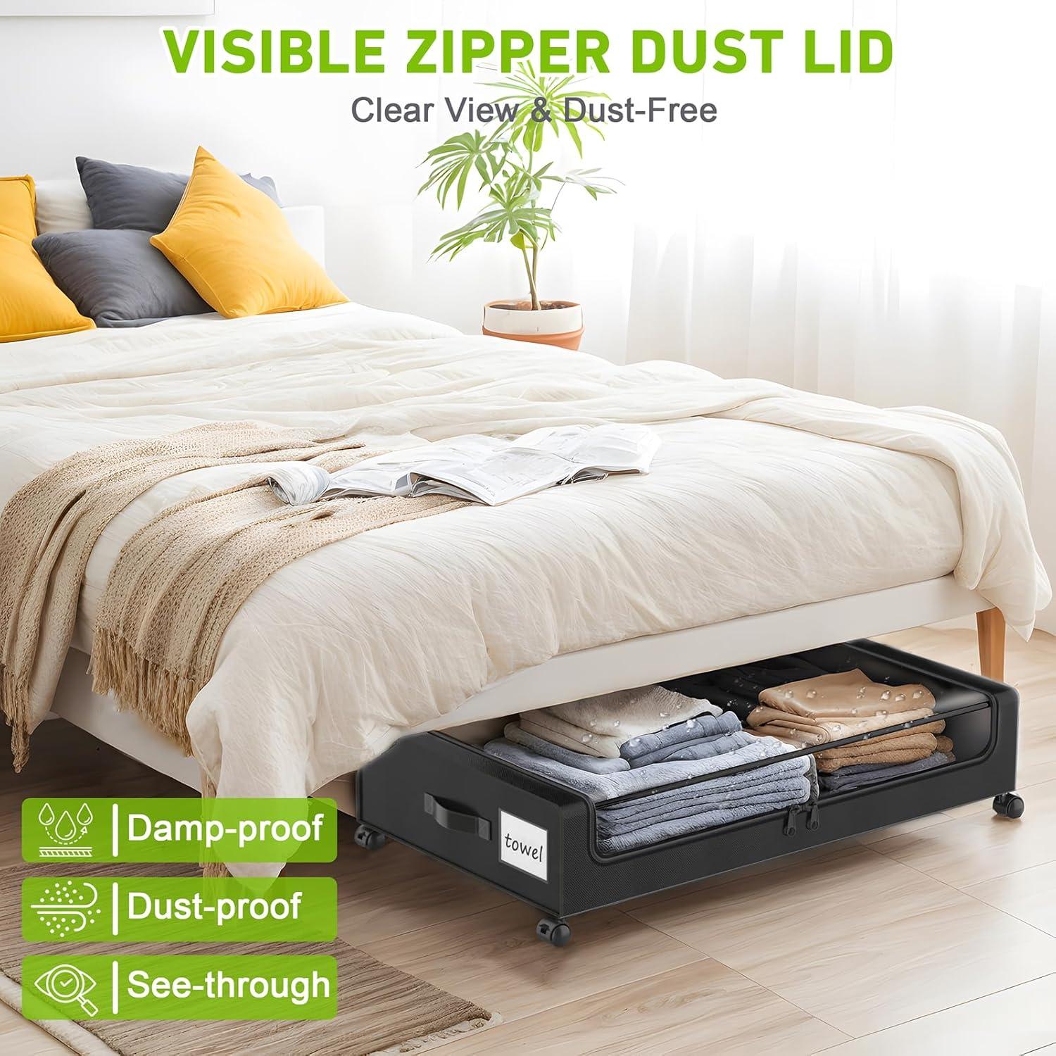 Contenedor de Almacenamiento Bajo Cama Beborxue 60L 2-Pack Negro