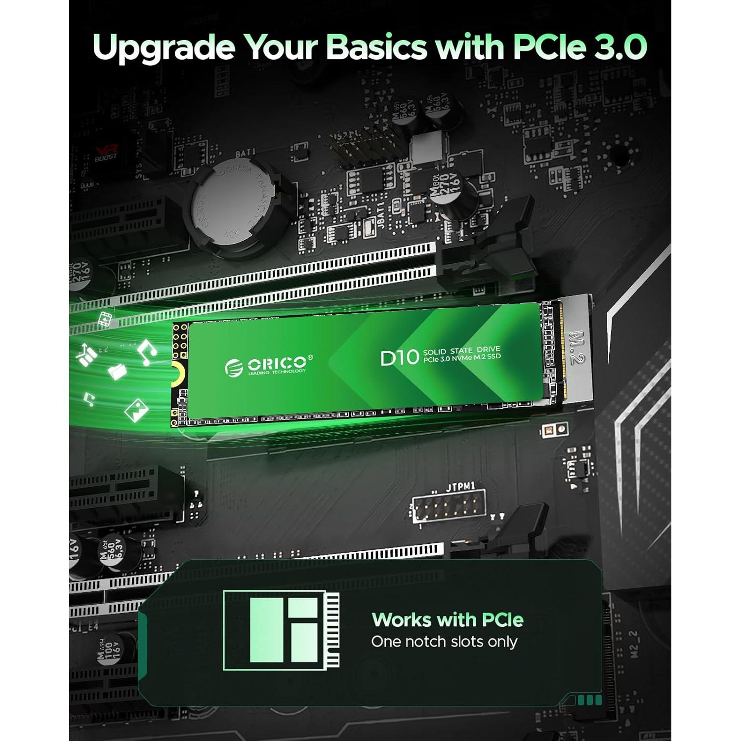 ORICO 1TB M.2 NVMe SSD D10 PCIe Gen3x4 3600MB/s