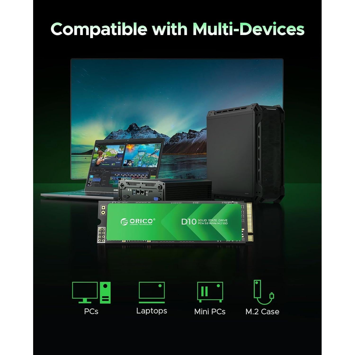 ORICO 1TB M.2 NVMe SSD D10 PCIe Gen3x4 3600MB/s