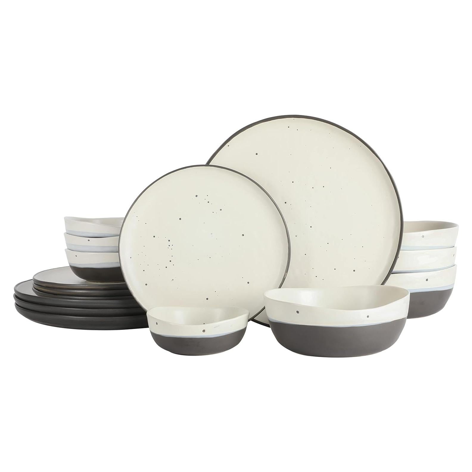 Vajilla Gibson Elite Rhinebeck 16 piezas blanca y negra