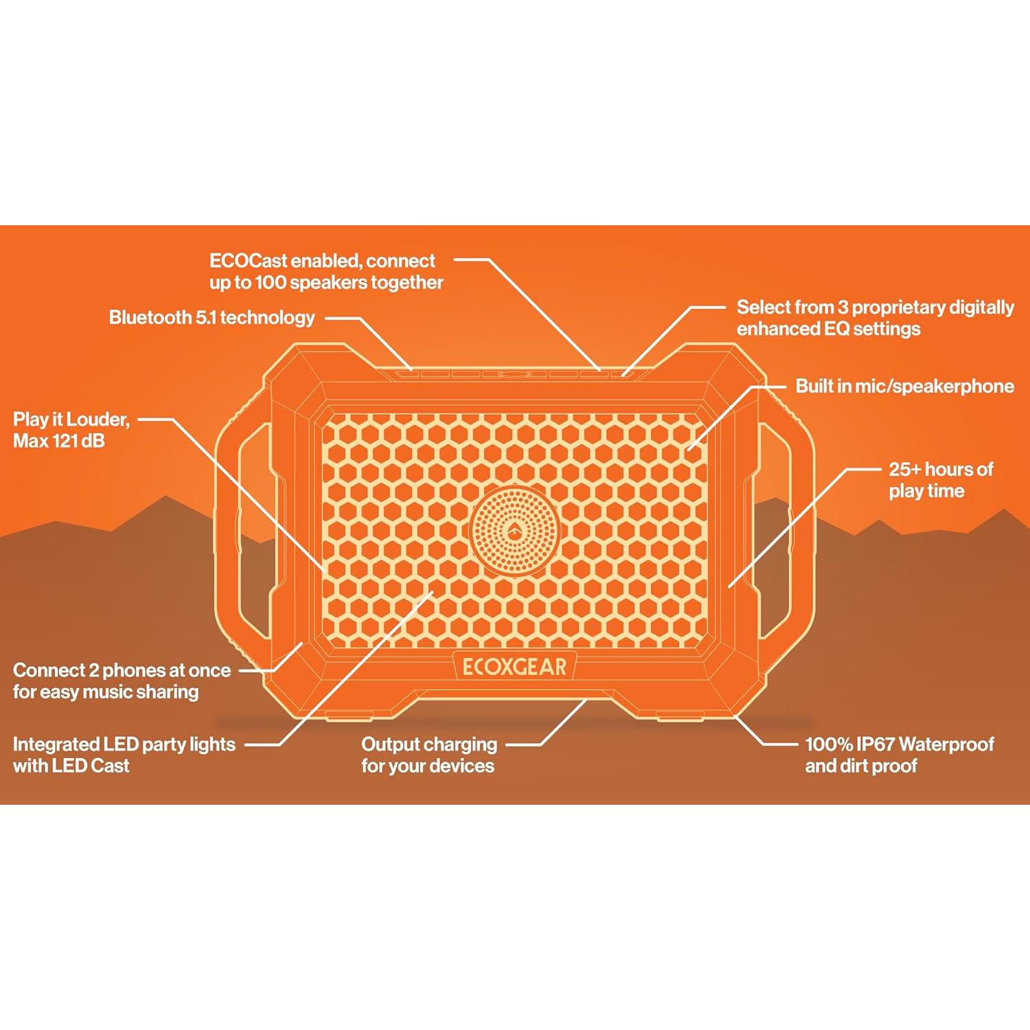 Altavoz Bluetooth Portátil ECOXGEAR Defender Impermeable 121dB