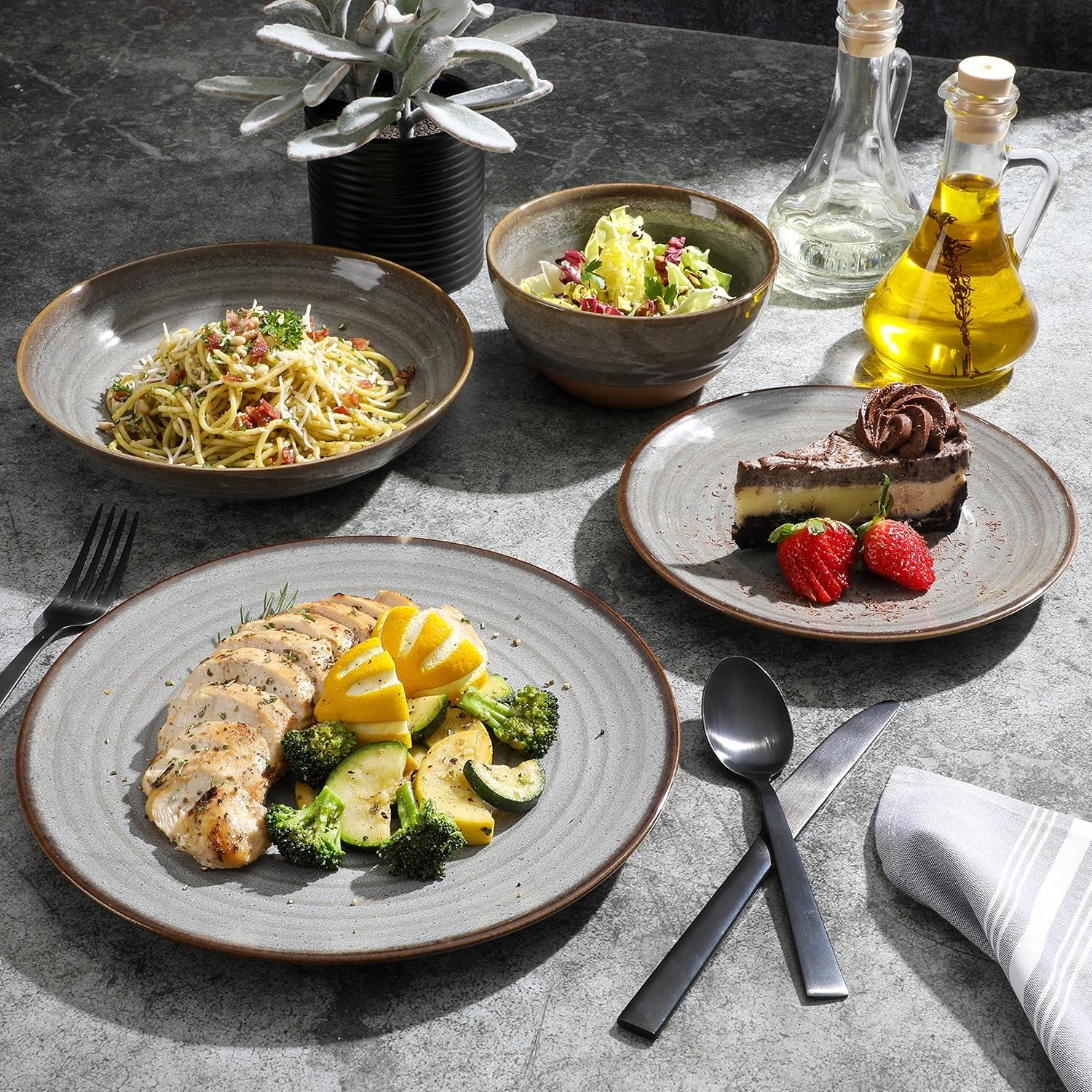 Juego de Vajilla Gibson Elite Dreamweaver 16 Piezas Gris