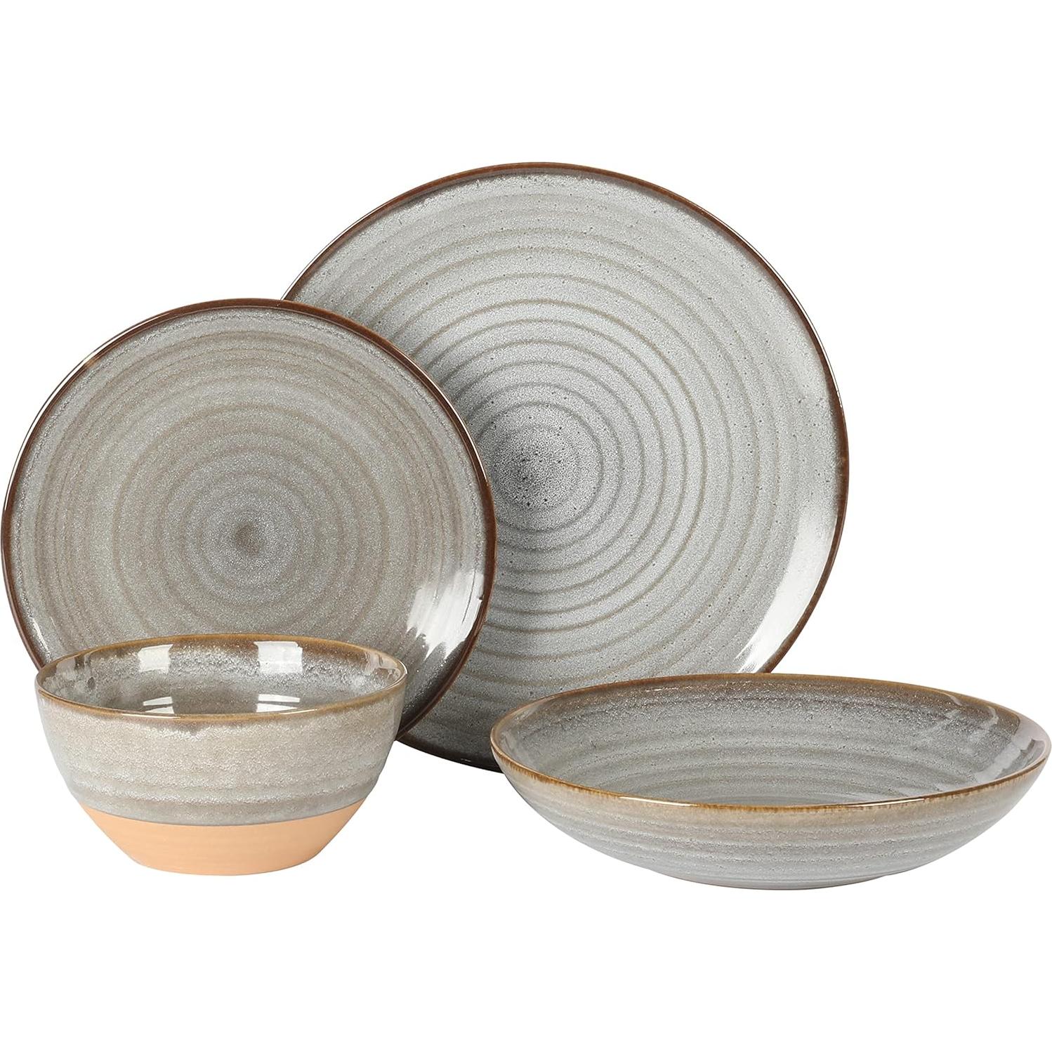 Juego de Vajilla Gibson Elite Dreamweaver 16 Piezas Gris