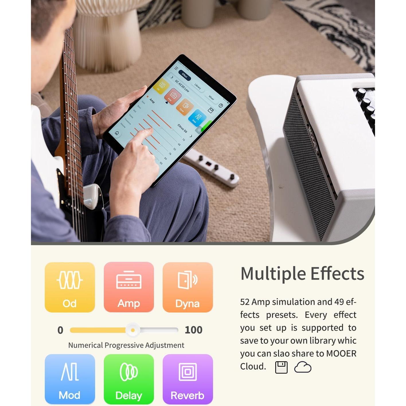 Amplificador MOOER SD30i 30W Bluetooth Portátil con Efectos