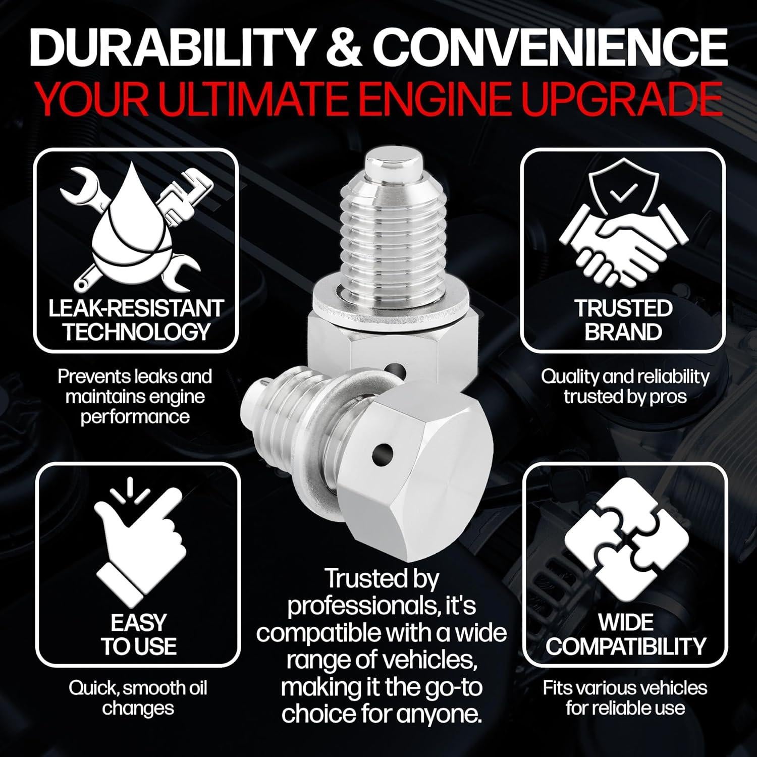 Votex - Made in USA - M12 X 1.5MM Magnetic Engine Oil Drain Plug fits BMW, Mini, Toyota - Stainless Steel - Part Number DP010