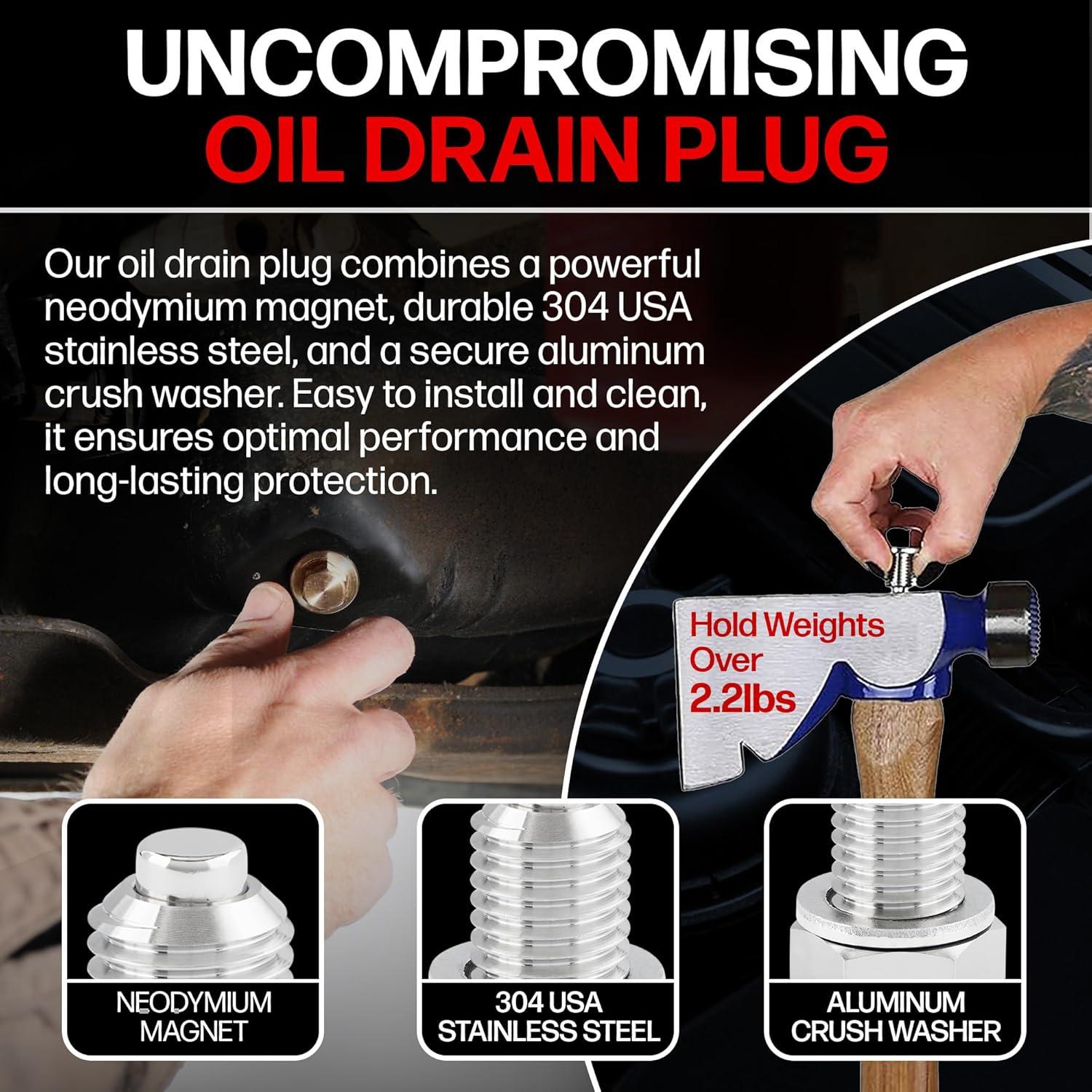 Votex - Made in USA - M12 X 1.5MM Magnetic Engine Oil Drain Plug fits BMW, Mini, Toyota - Stainless Steel - Part Number DP010