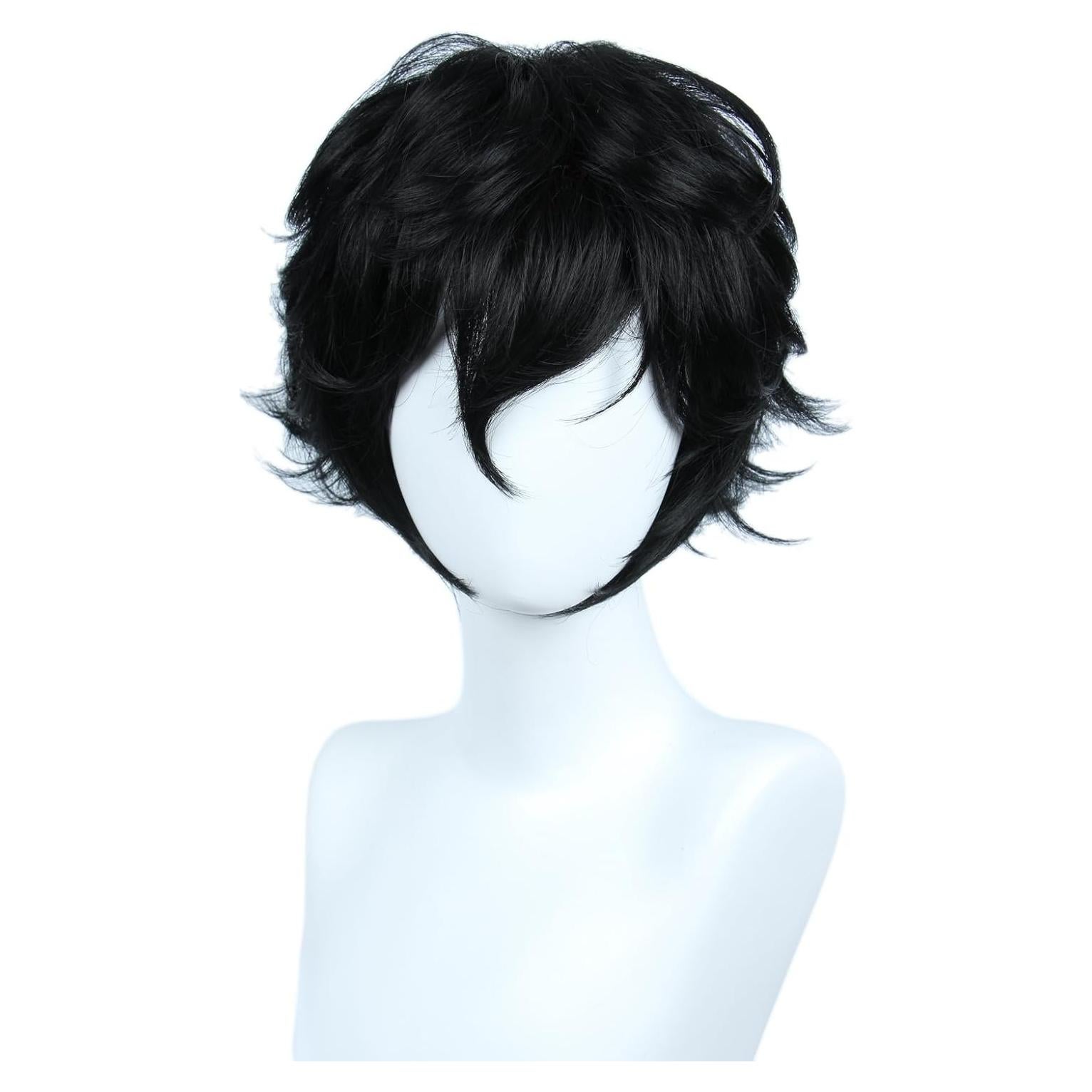 Disfraz Halloween Linfairy Peluca Cosplay Negra Corta