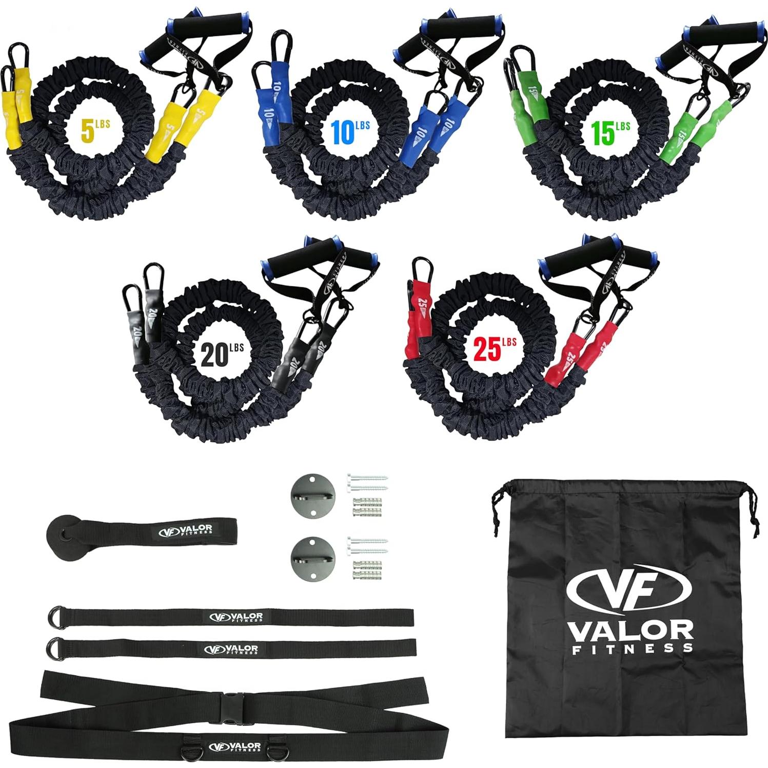 Bandas de Resistencia Valor Fitness RTS-SET 5-25 lbs con Ancla