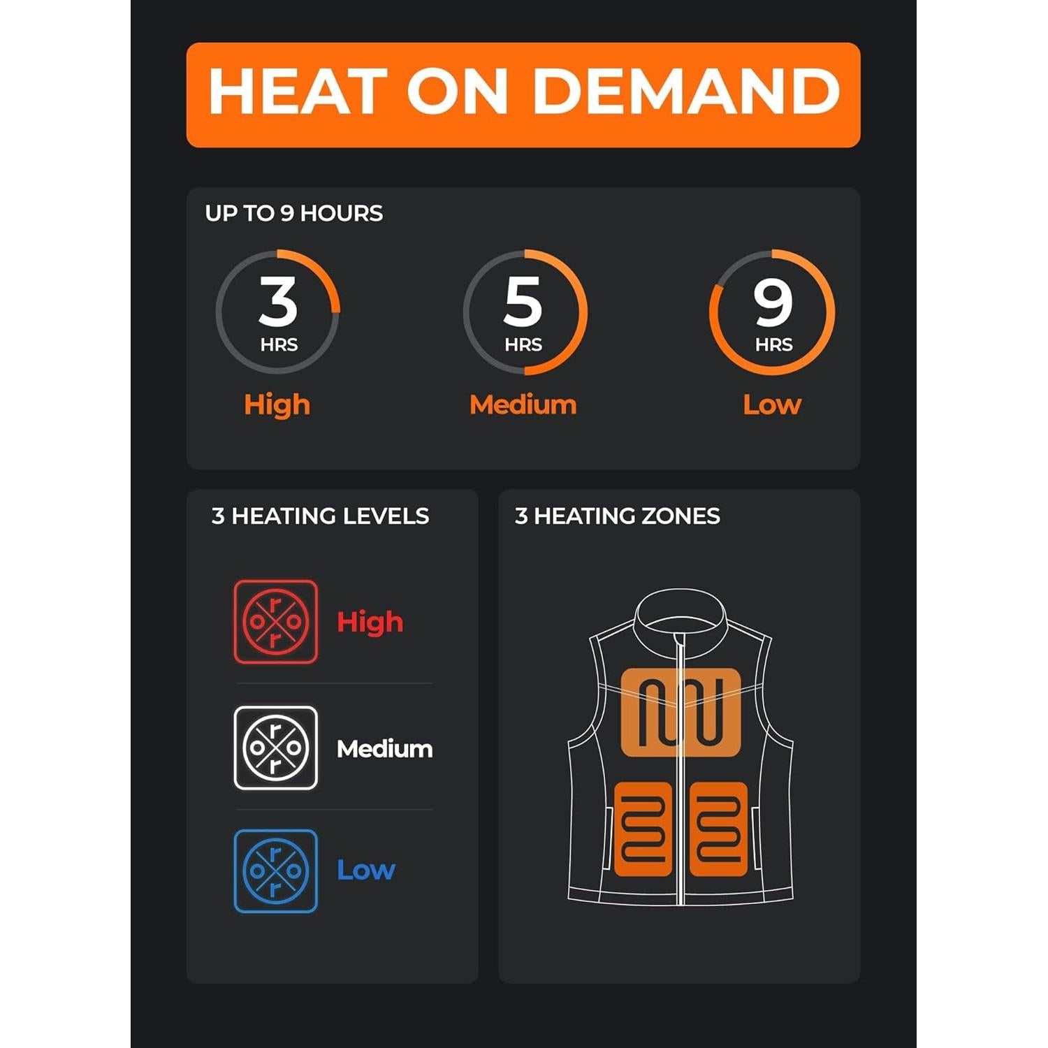 Chaleco Térmico ORORO para Hombres, Acolchado Ligero Negro