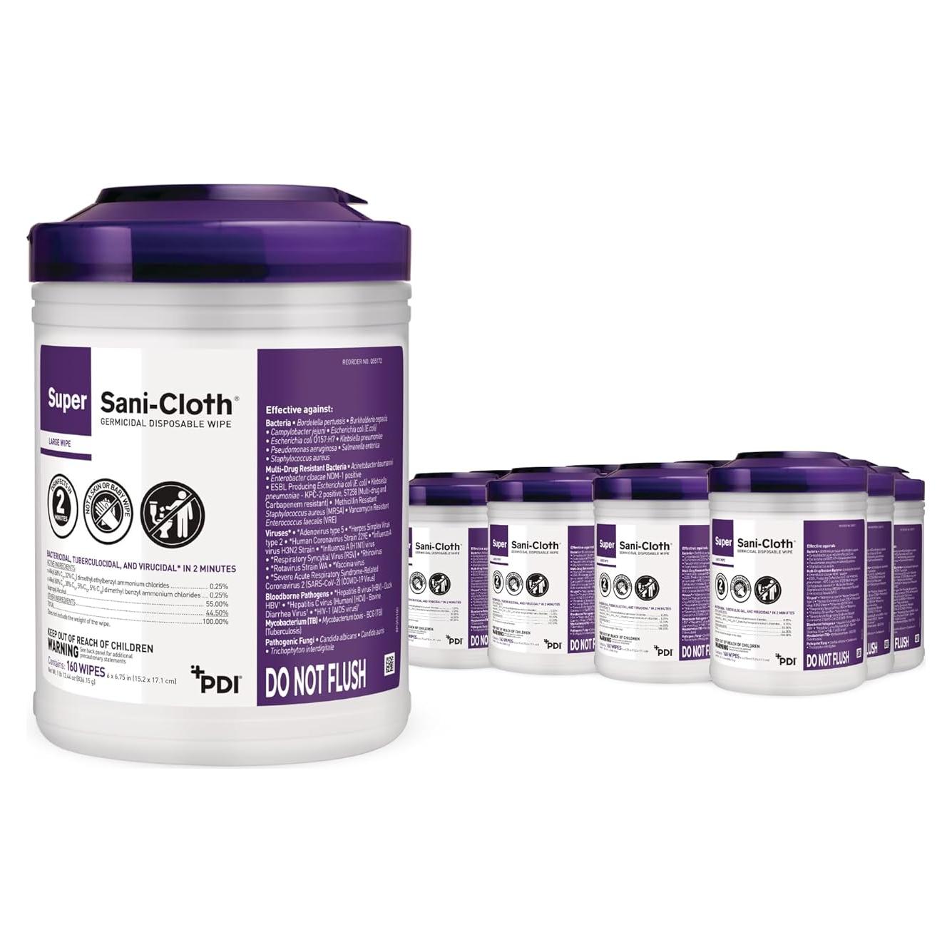 Toallitas Germicidas Super Sani-Cloth - 12 Paquetes de 160 Unidades