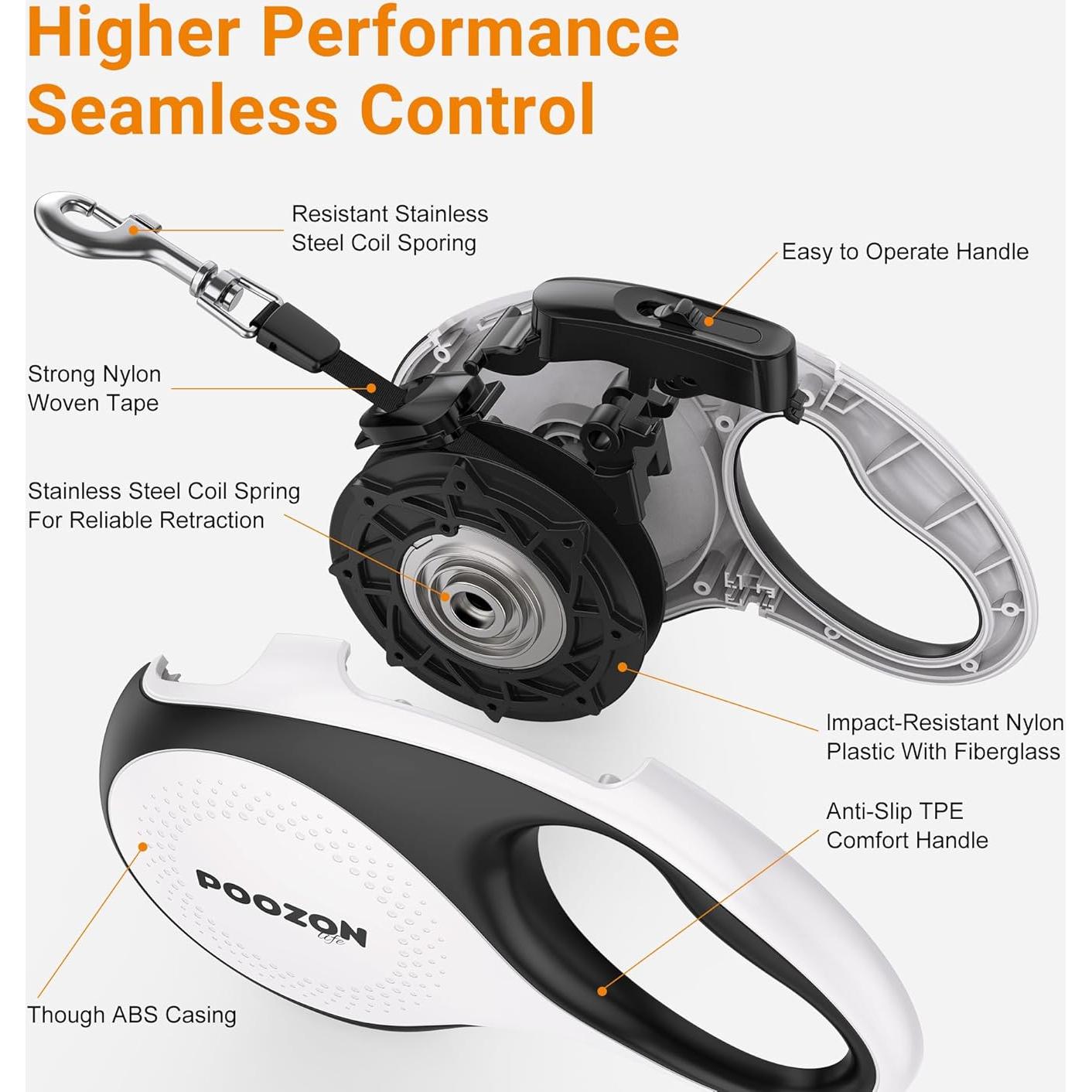 Correa de Perro Retráctil POOZON 3.05 m Nylon Alta Resistencia